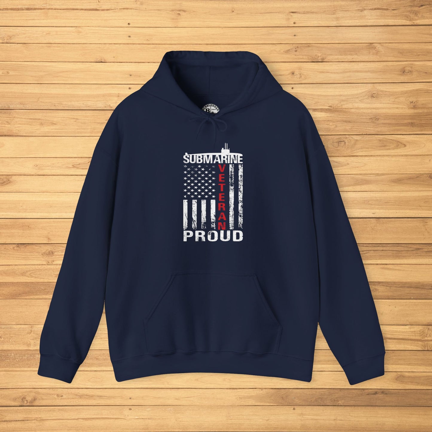 Submarine Veteran Proud Distressed USA Flag with Submarine Unisex Heavy Blend™ Hooded Sweatshirt