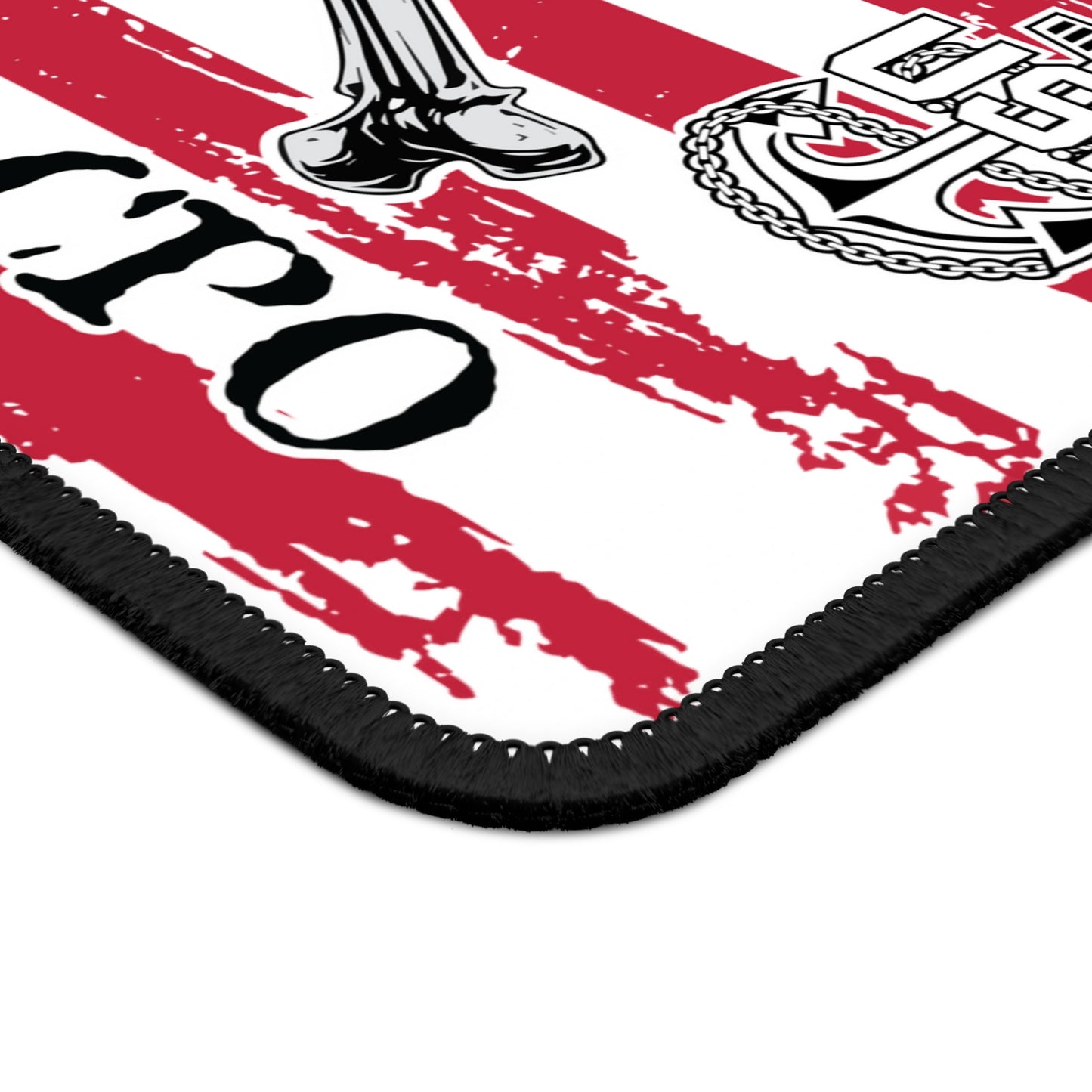 United States Retired CPO Skull Crossbones Chief with Distressed American Flag Gaming Mouse Pad