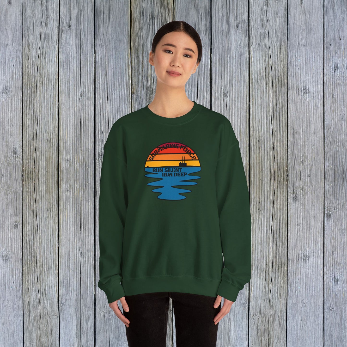 Sunset United States Navy Submarine Force Run Silent Deep Vintage Mk2 Unisex Heavy Blend™ Crewneck Sweatshirt