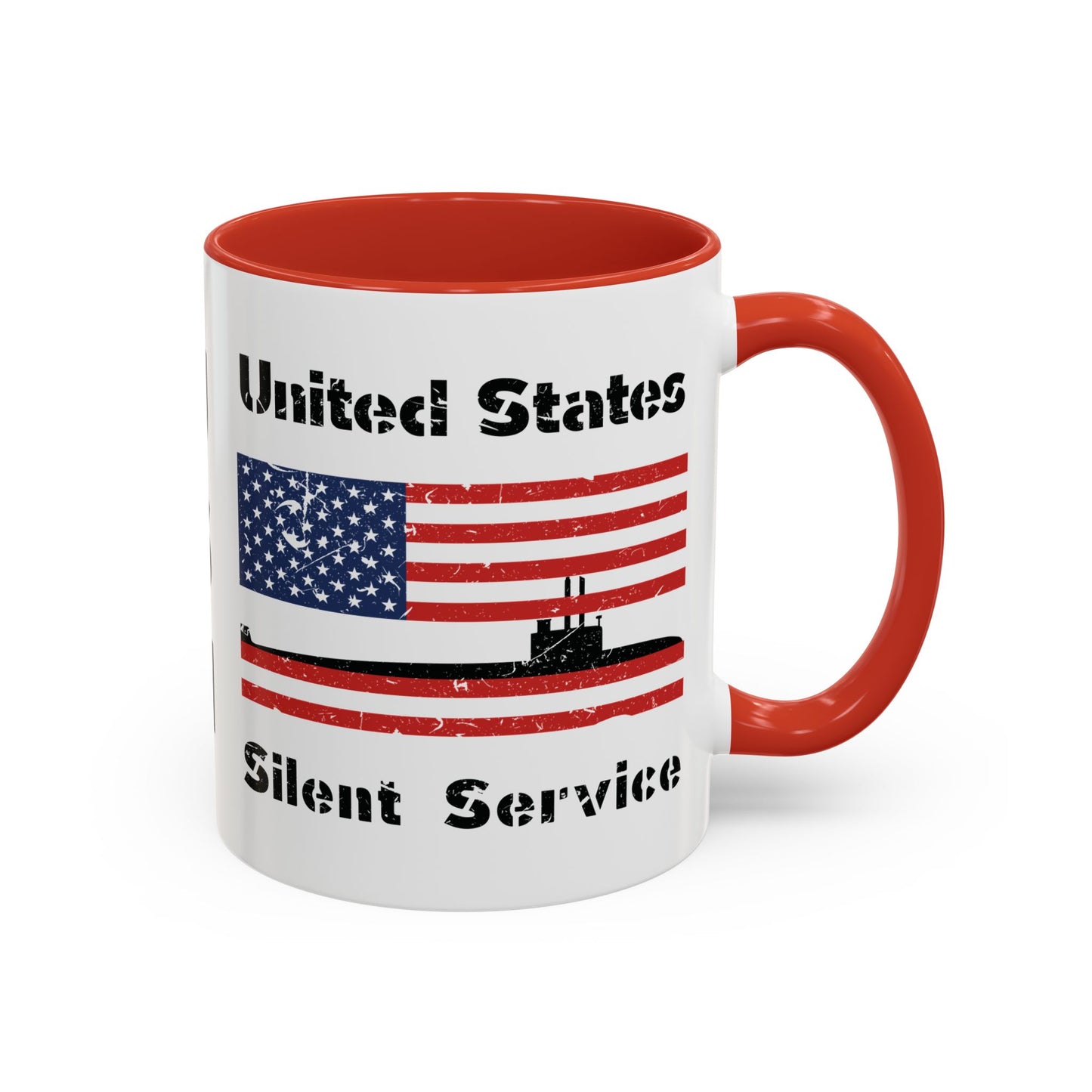 United States Navy Submarine Force Silent Service Distressed American Flag Accent Coffee Mugs