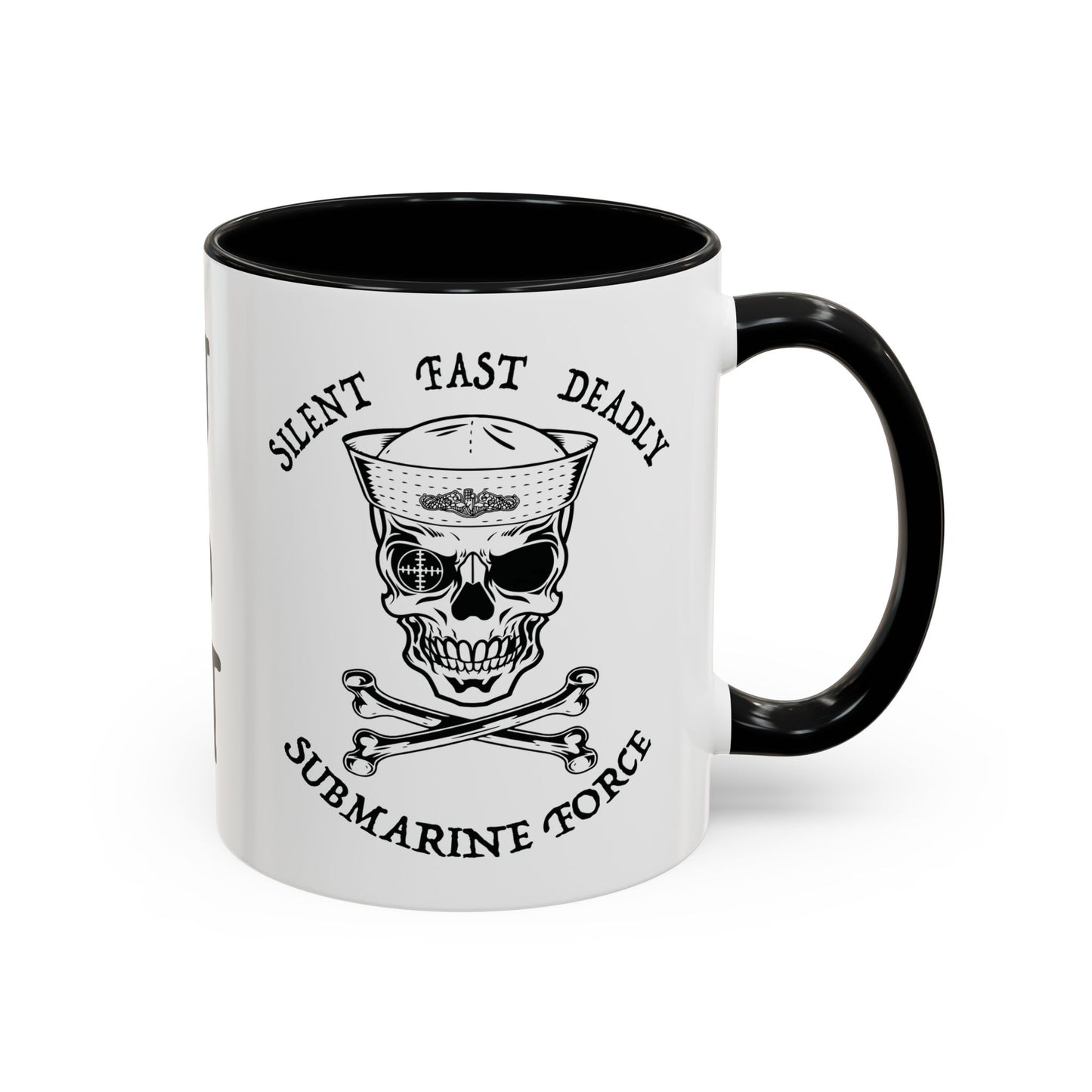 USN Submarine Force Silent Fast Deadly Skull & Crossbones Sailor Accent Coffee Mugs