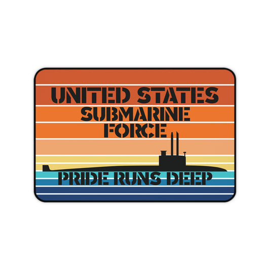 Sunset United States Submarine Force Pride Runs Deep Retro Vintage Desk Mat