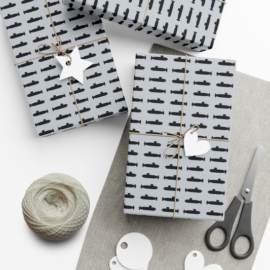 United States Navy Submarine Force Silent Service Black Mini Submarines Gray Gift Wrap Papers