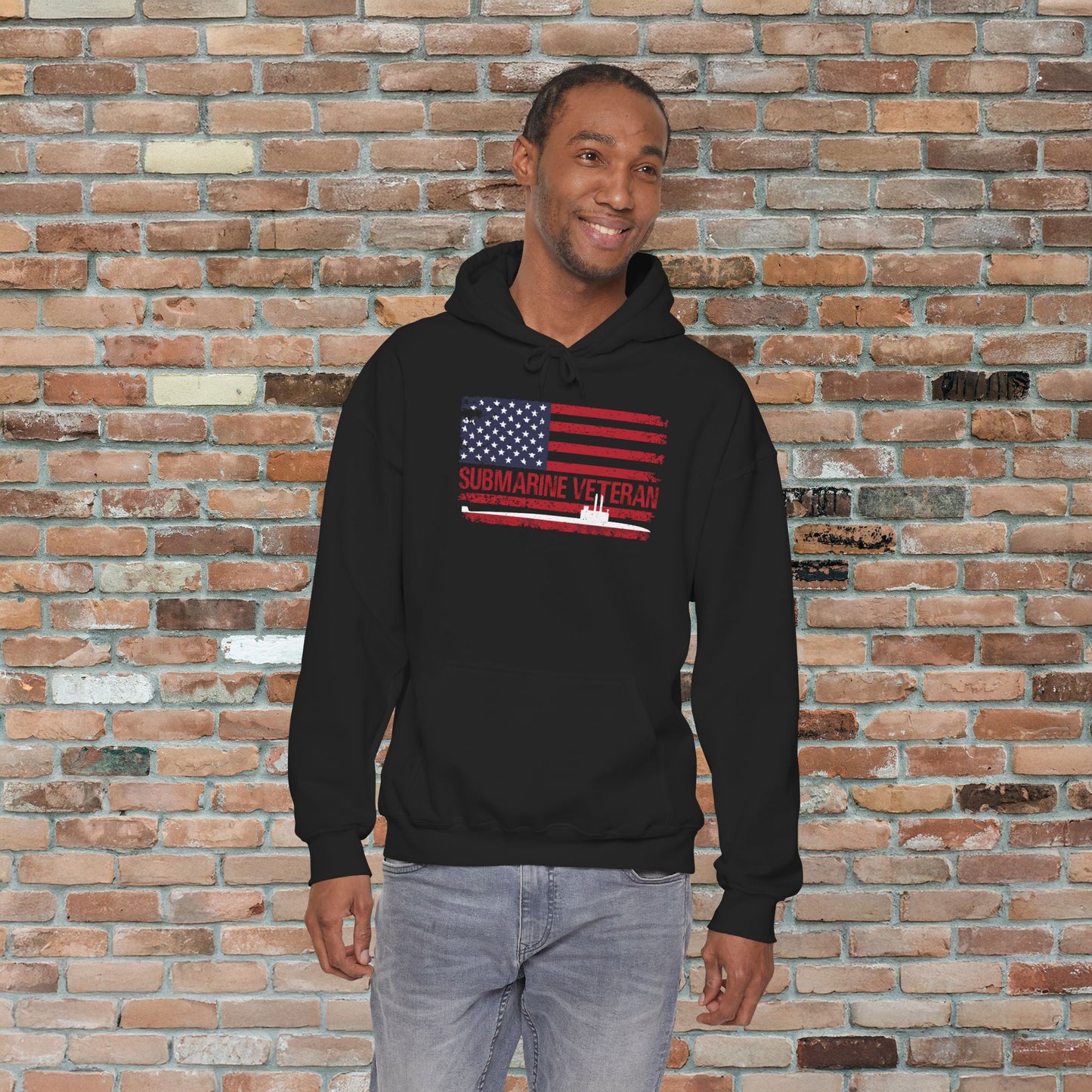 United States Submarine Veteran Distressed USA Flag Unisex Heavy Blend™ Hooded Sweatshirt