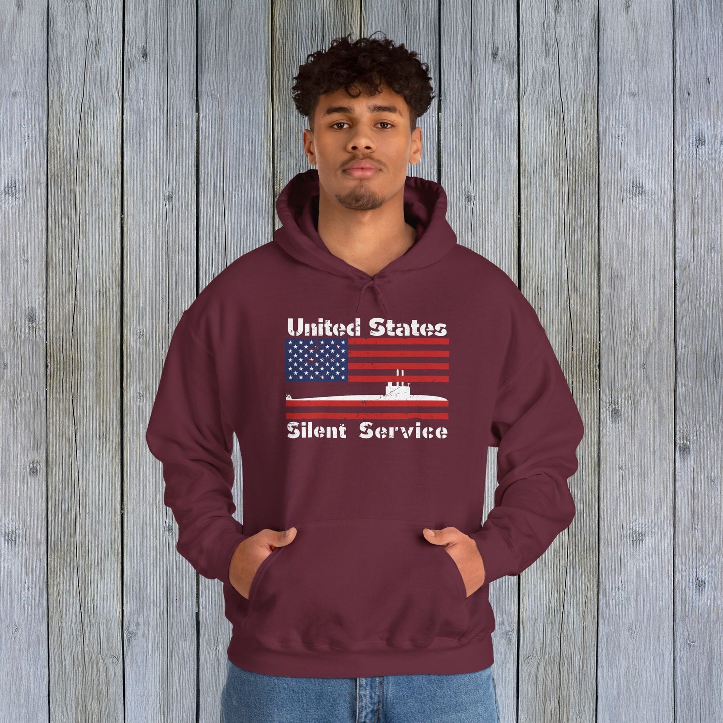 United States Submarine Silent Service Distressed USA Flag Unisex Heavy Blend™ Hooded Sweatshirt
