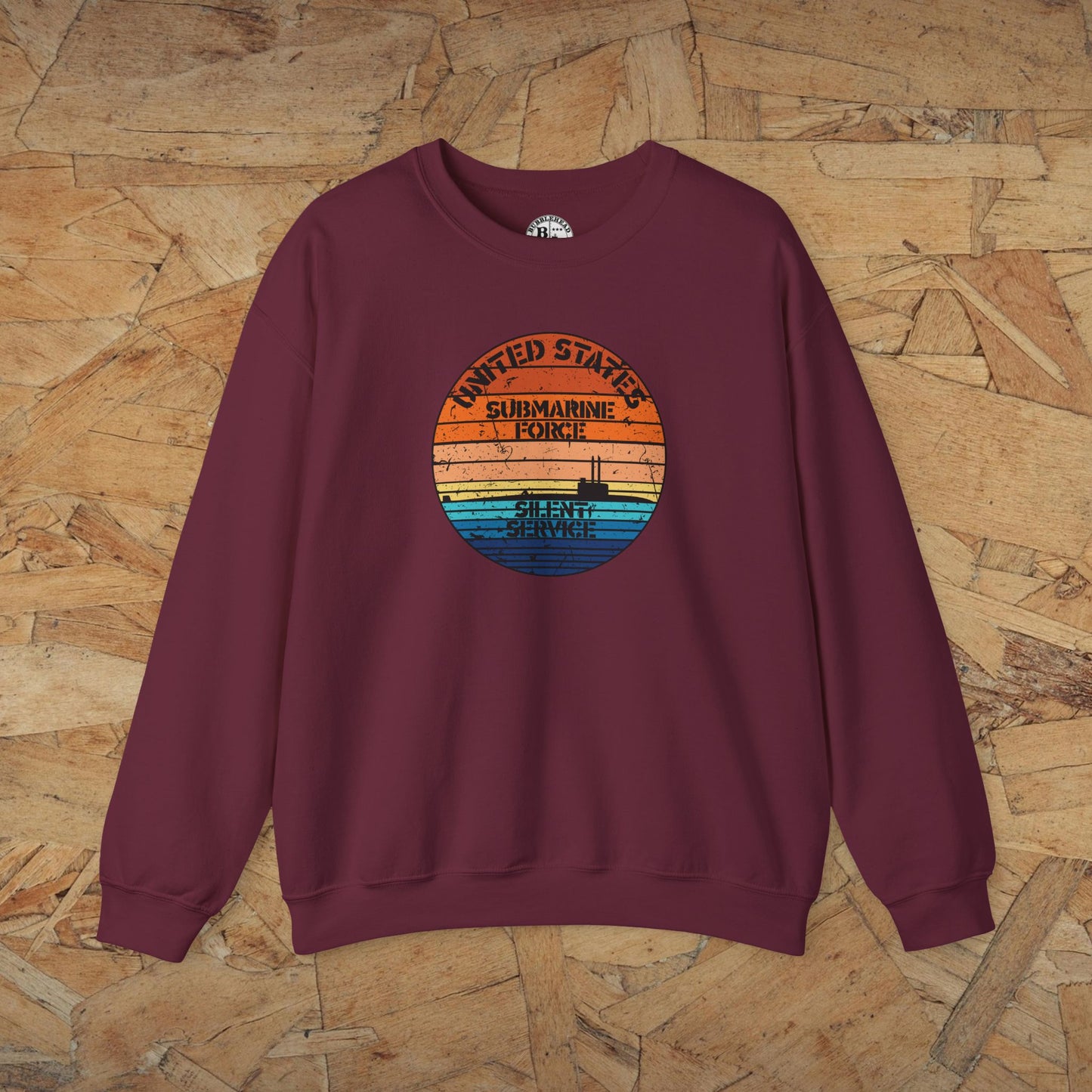 Sunset United States Navy Submarine Force Silent Service Distressed Vintage Unisex Heavy Blend™ Crewneck Sweatshirt