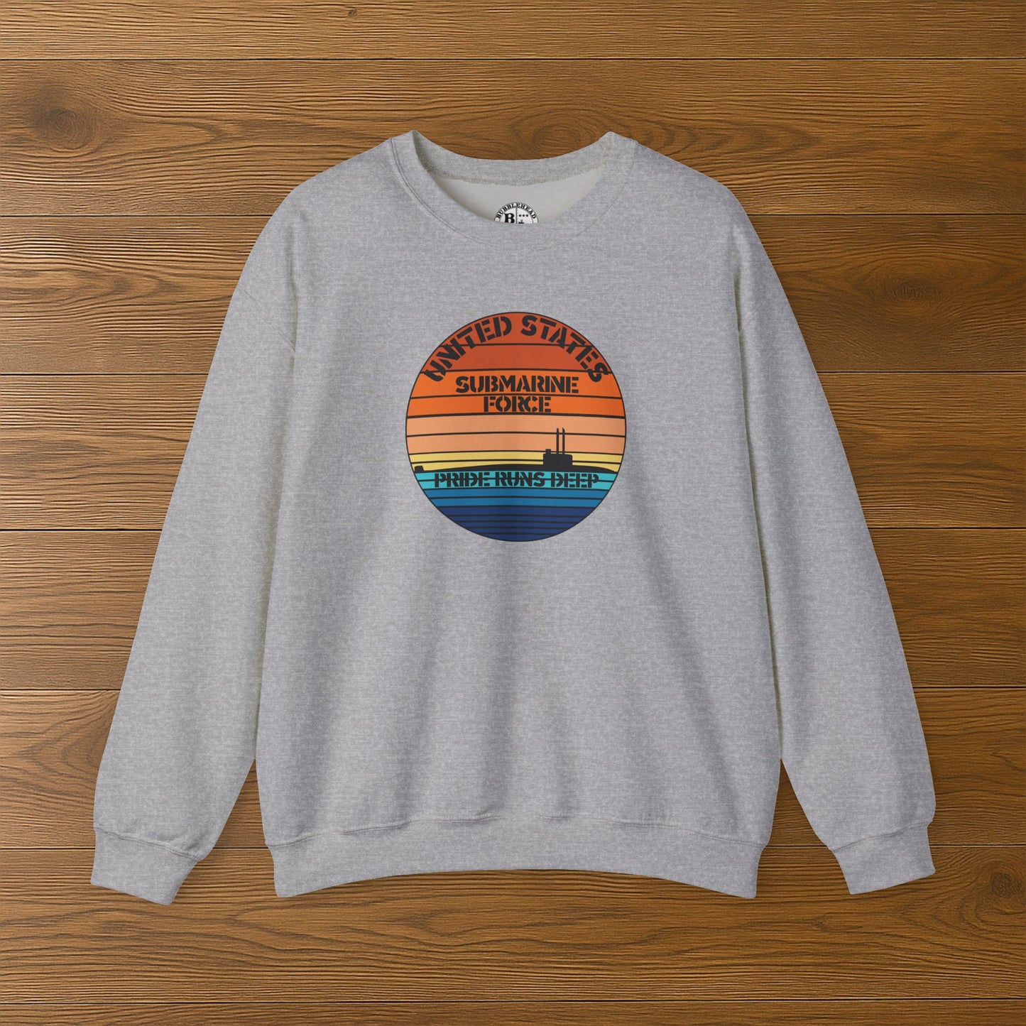 Sunset United States Navy Submarine Force Pride Runs Deep Vintage Unisex Heavy Blend™ Crewneck Sweatshirt
