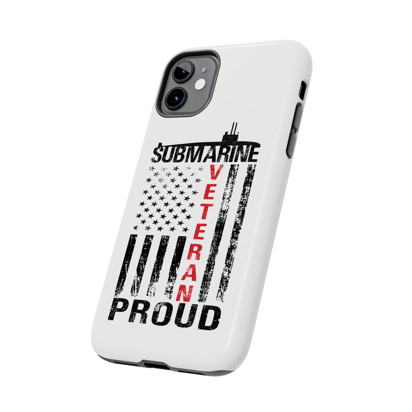 Submarine Veteran Proud Distressed White Flag White Tough iPhone Case