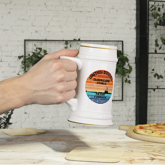 United States Navy Submarine Force Silent Service USN Dolphins Retro Vintage Sunset Distressed Drinking Stein Mug