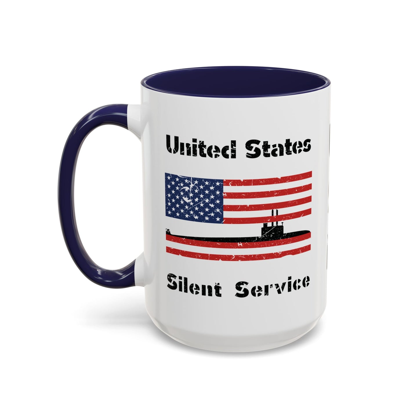 United States Navy Submarine Force Silent Service Distressed American Flag Accent Coffee Mugs