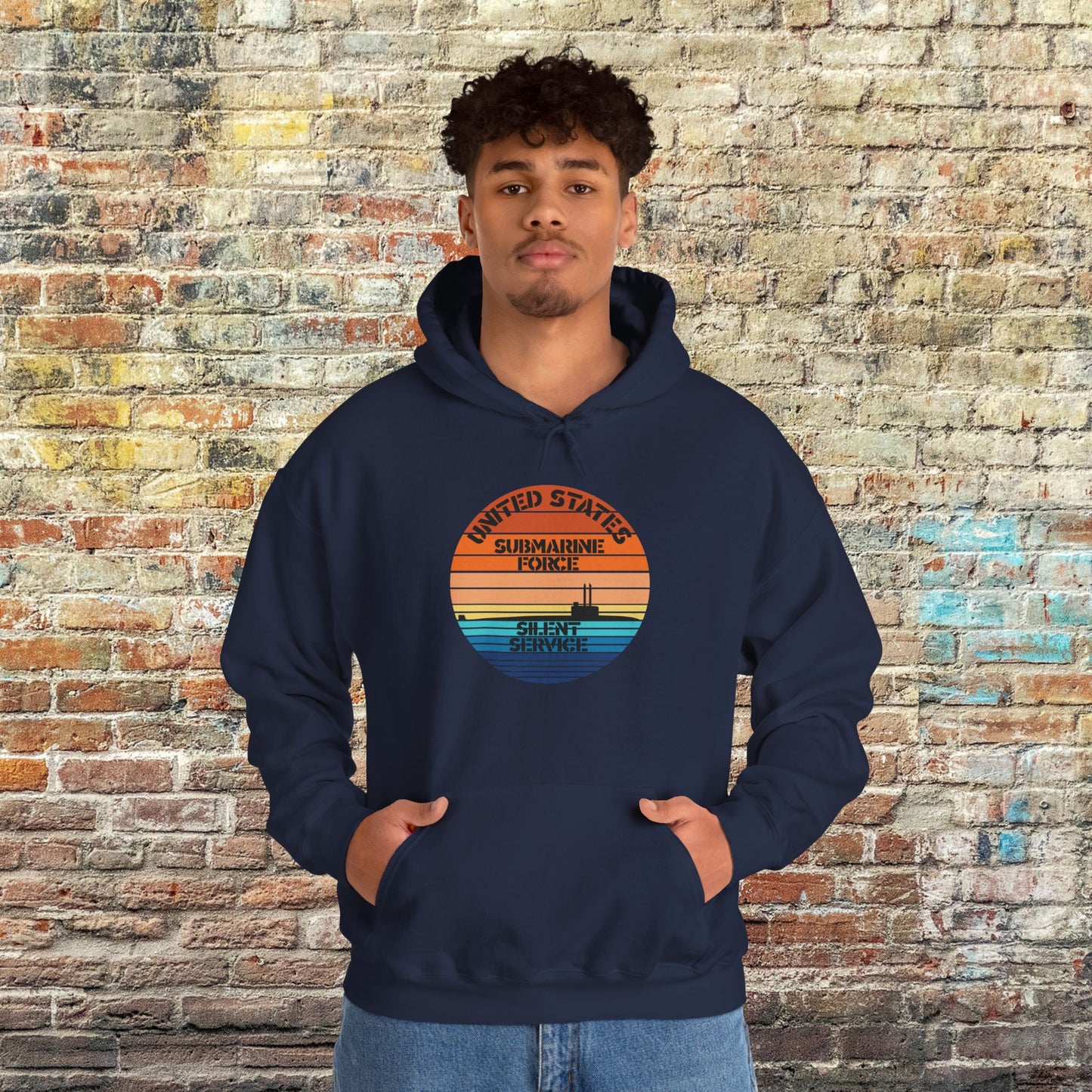 Sunset United States Submarine Force Silent Service Vintage Unisex Heavy Blend™ Hooded Sweatshirt