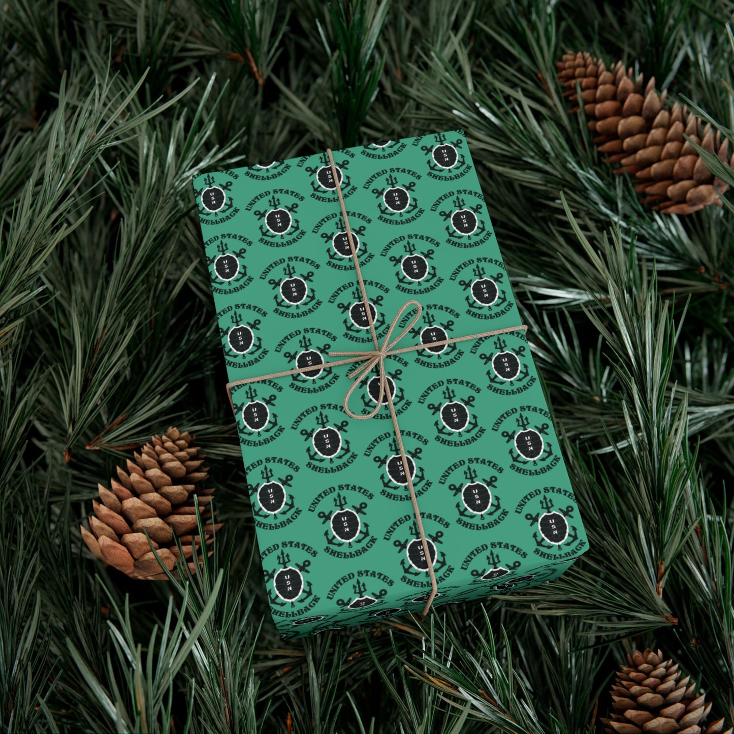 United States Navy Shellback Ancient Order of the Deep Naval Line-crossing Ceremony Black Shell Seafoam Green Gift Wrap Papers