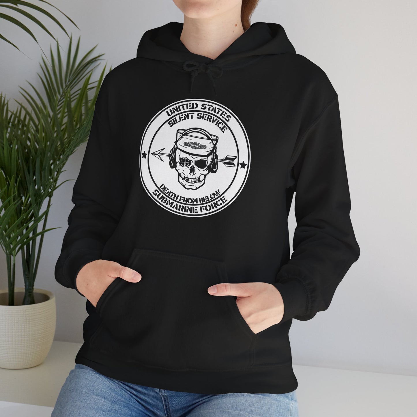 United States Submarine Force Silent Service Death From Below Unisex Heavy Blend™ Dark Hooded Sweatshirt