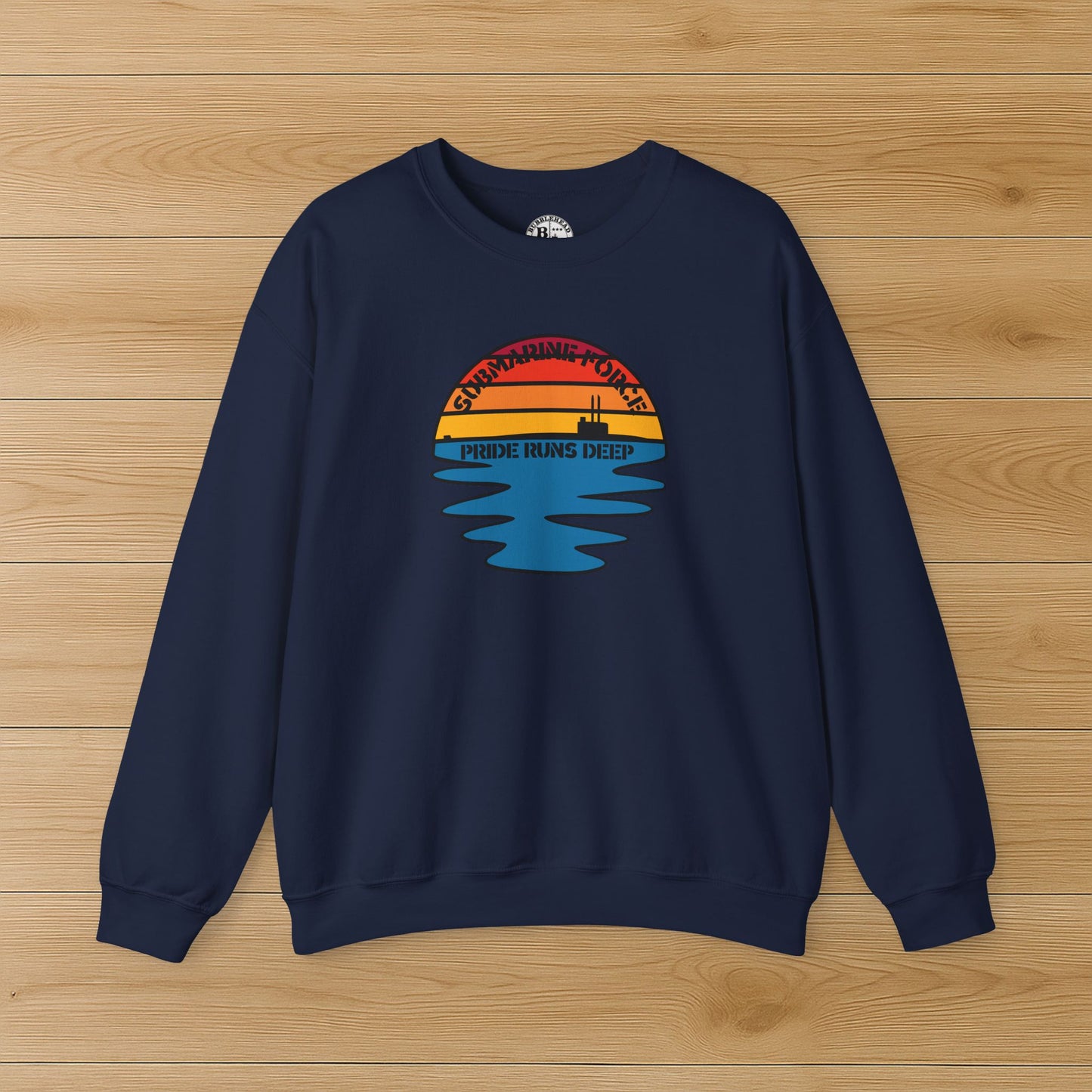 Sunset United States Navy Submarine Force Pride Runs Deep Vintage Mk2 Unisex Heavy Blend™ Crewneck Sweatshirt