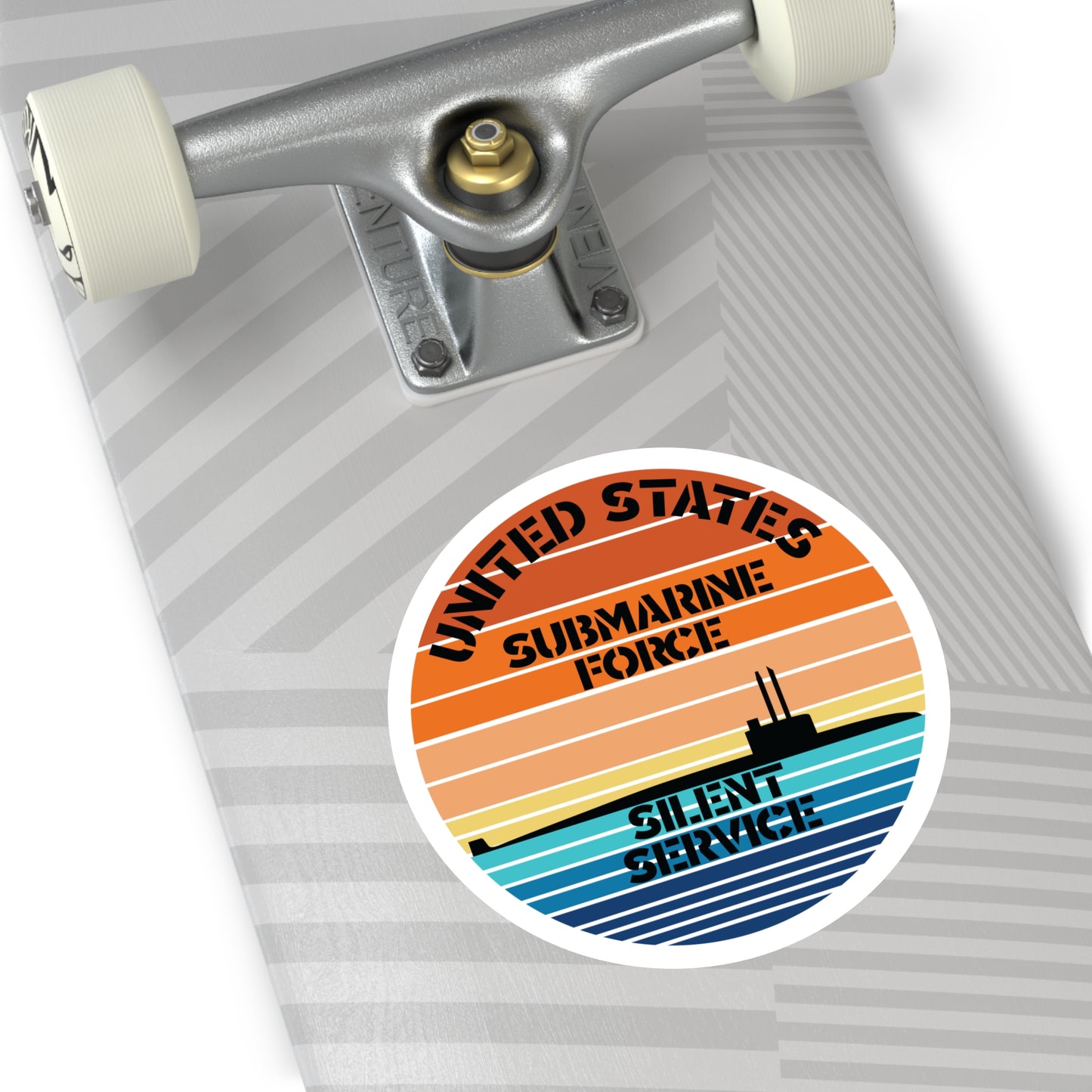 Sunset United States Submarine Force Silent Service Round Sticker
