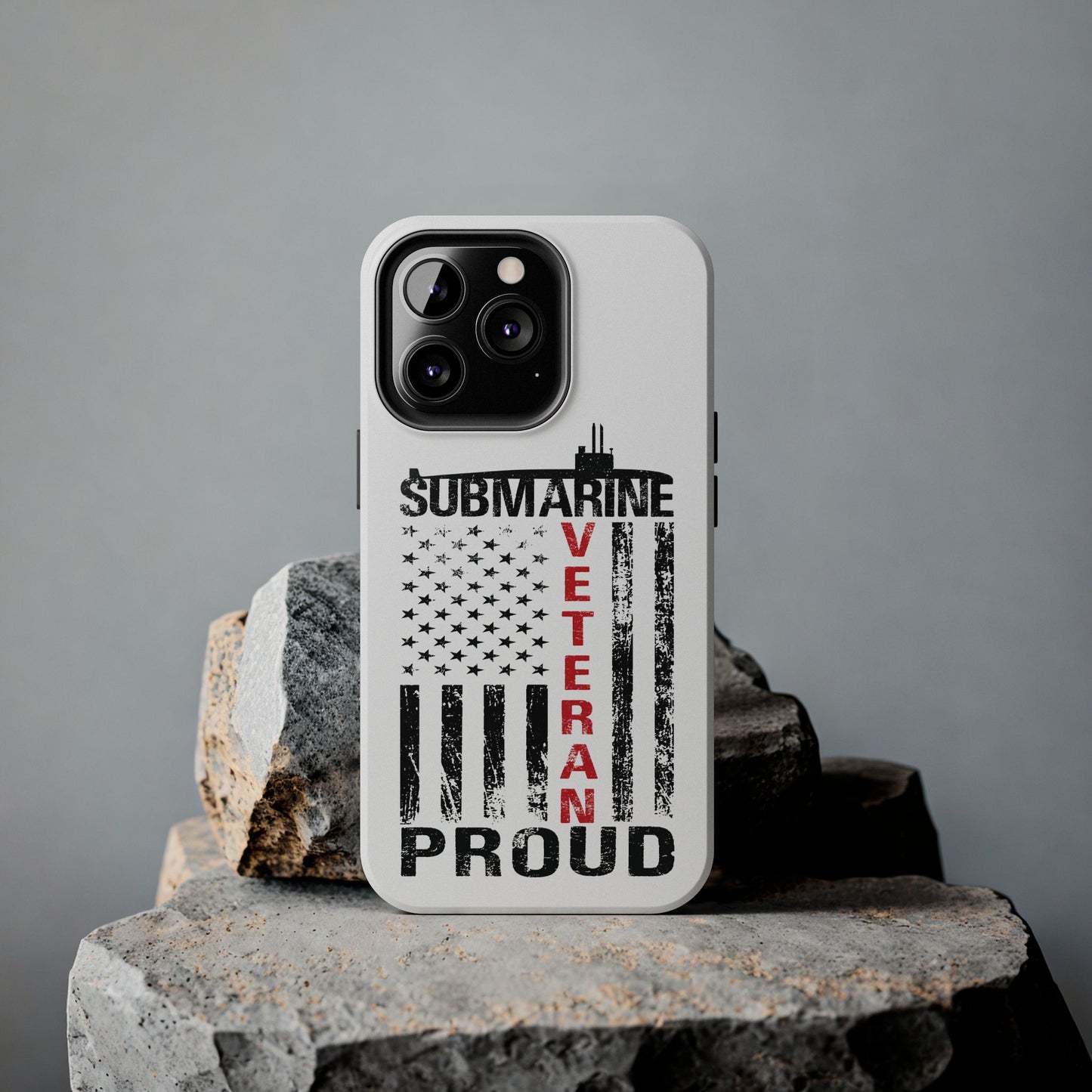Submarine Veteran Proud Distressed White Flag White Tough iPhone Case
