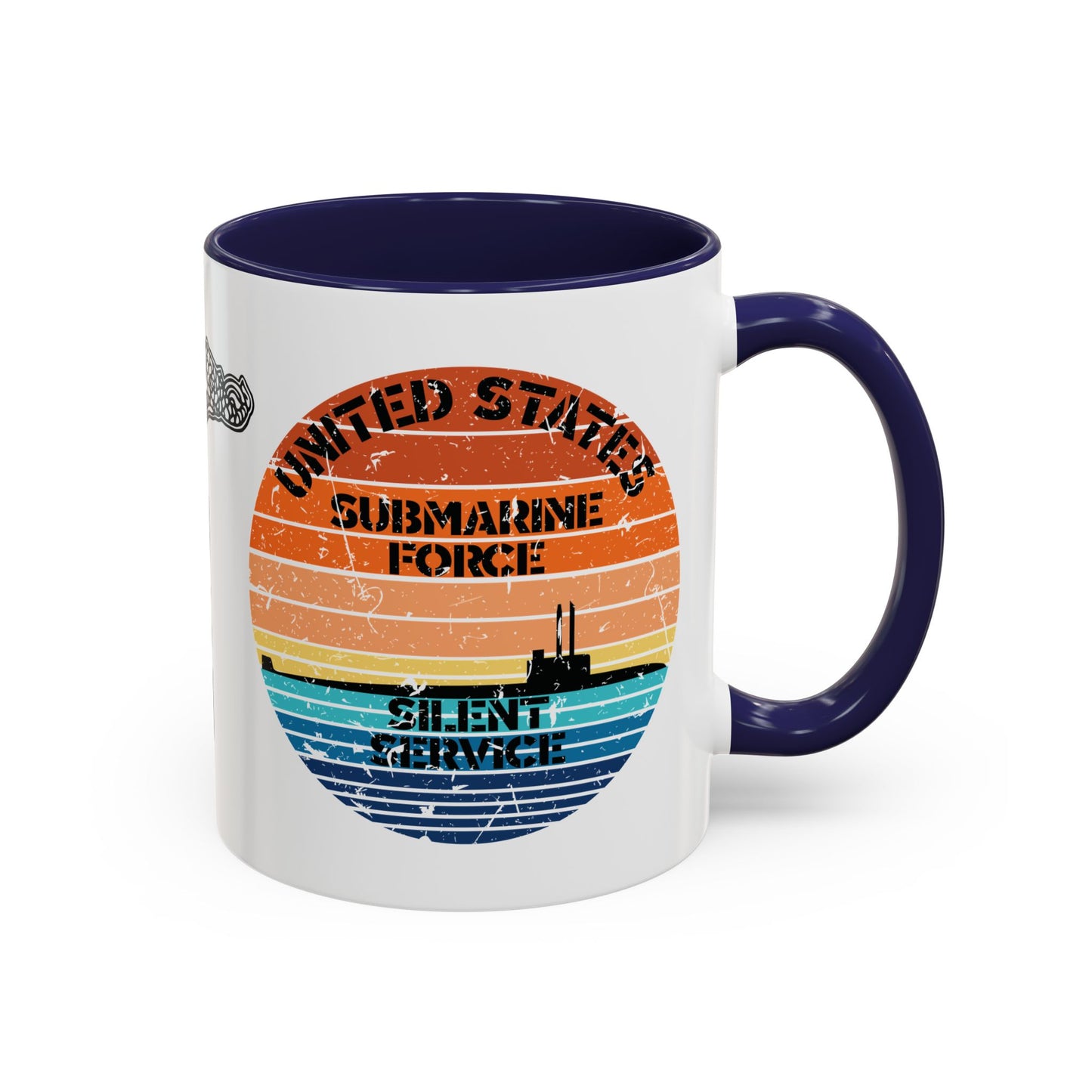 Sunset United States Navy Submarine Force Silent Service Distressed Accent Coffee Mugs