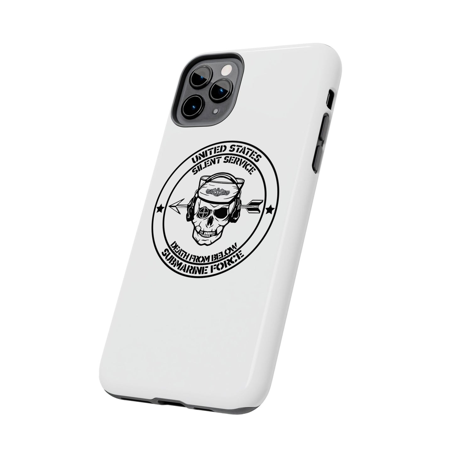 U.S. Submarine Force Silent Service Death From Below Sailor Skull Tough White iPhone Case