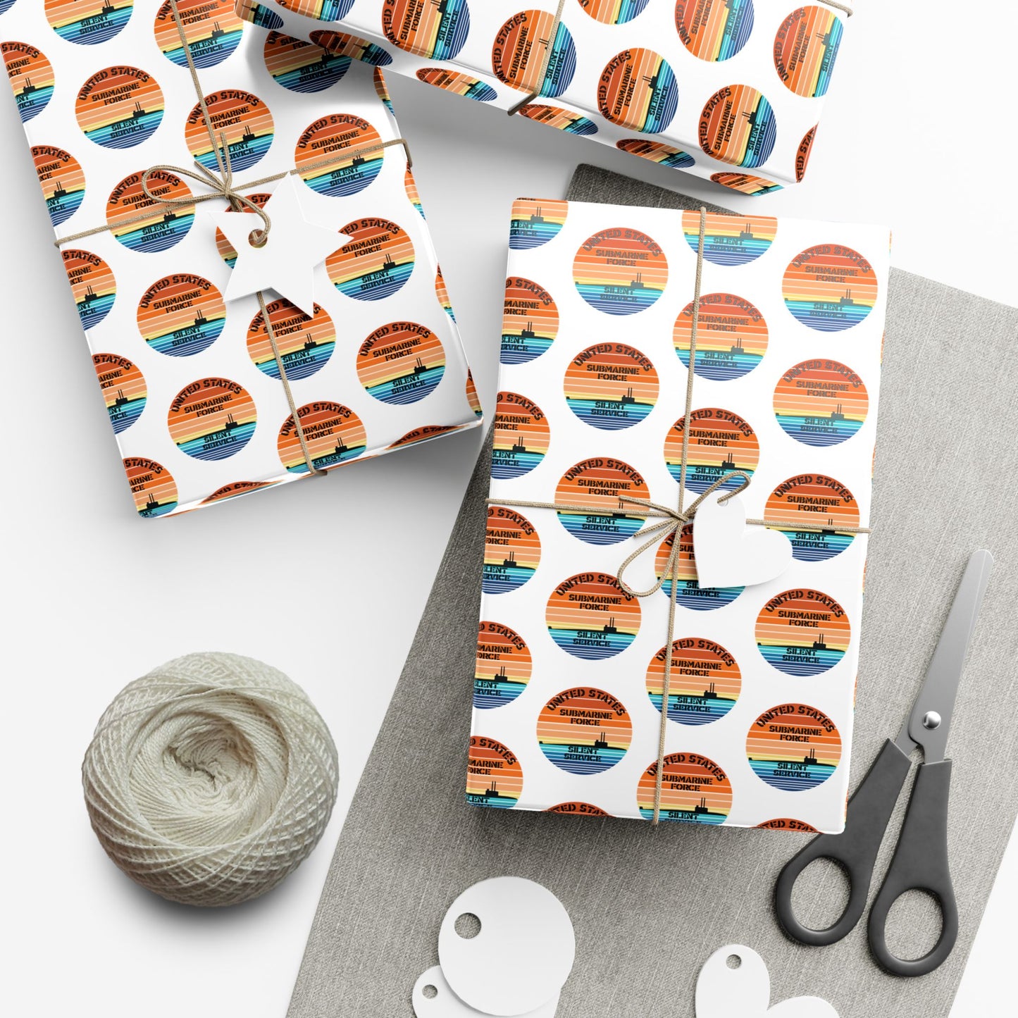 US Navy Submarine Force Silent Service Veteran Sailor Retro Design Gift Wrap Papers