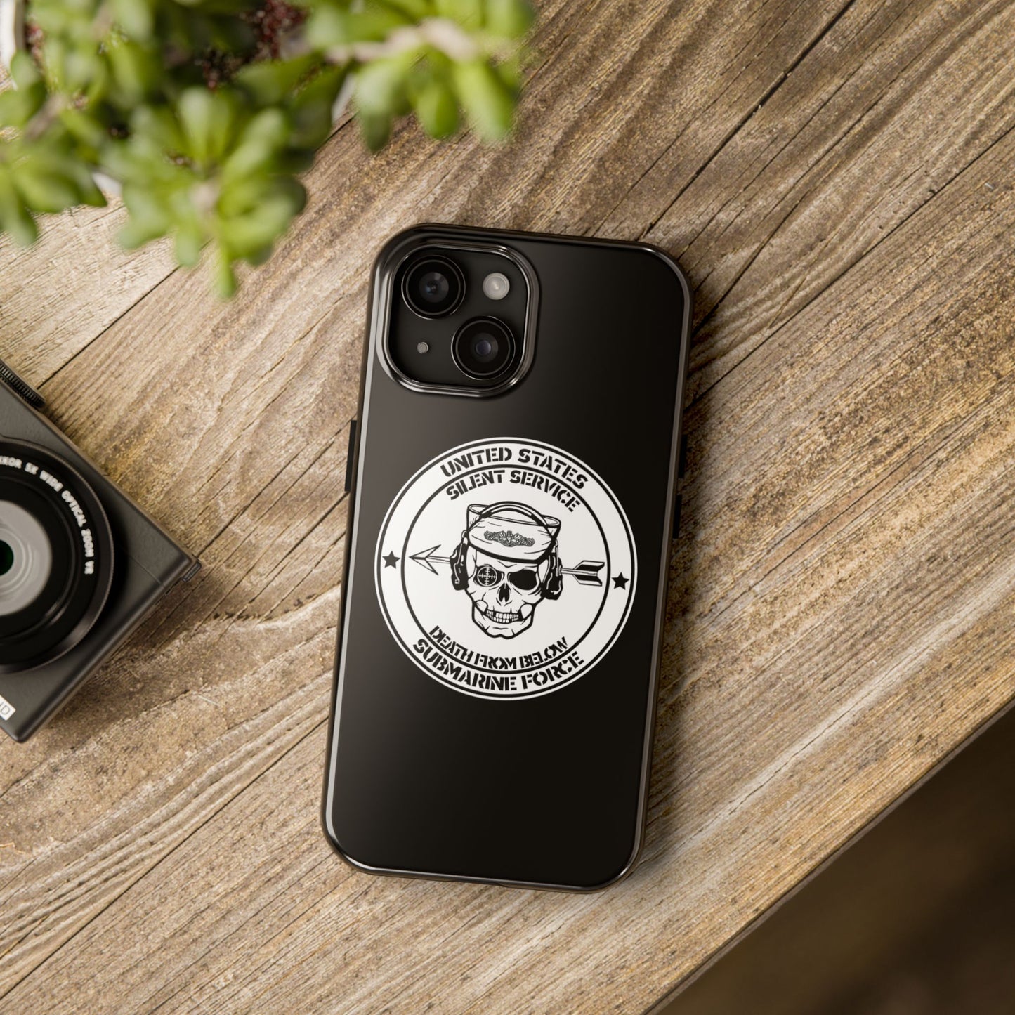 U.S. Submarine Force Silent Service Death From Below Sailor Skull Tough Black iPhone Case