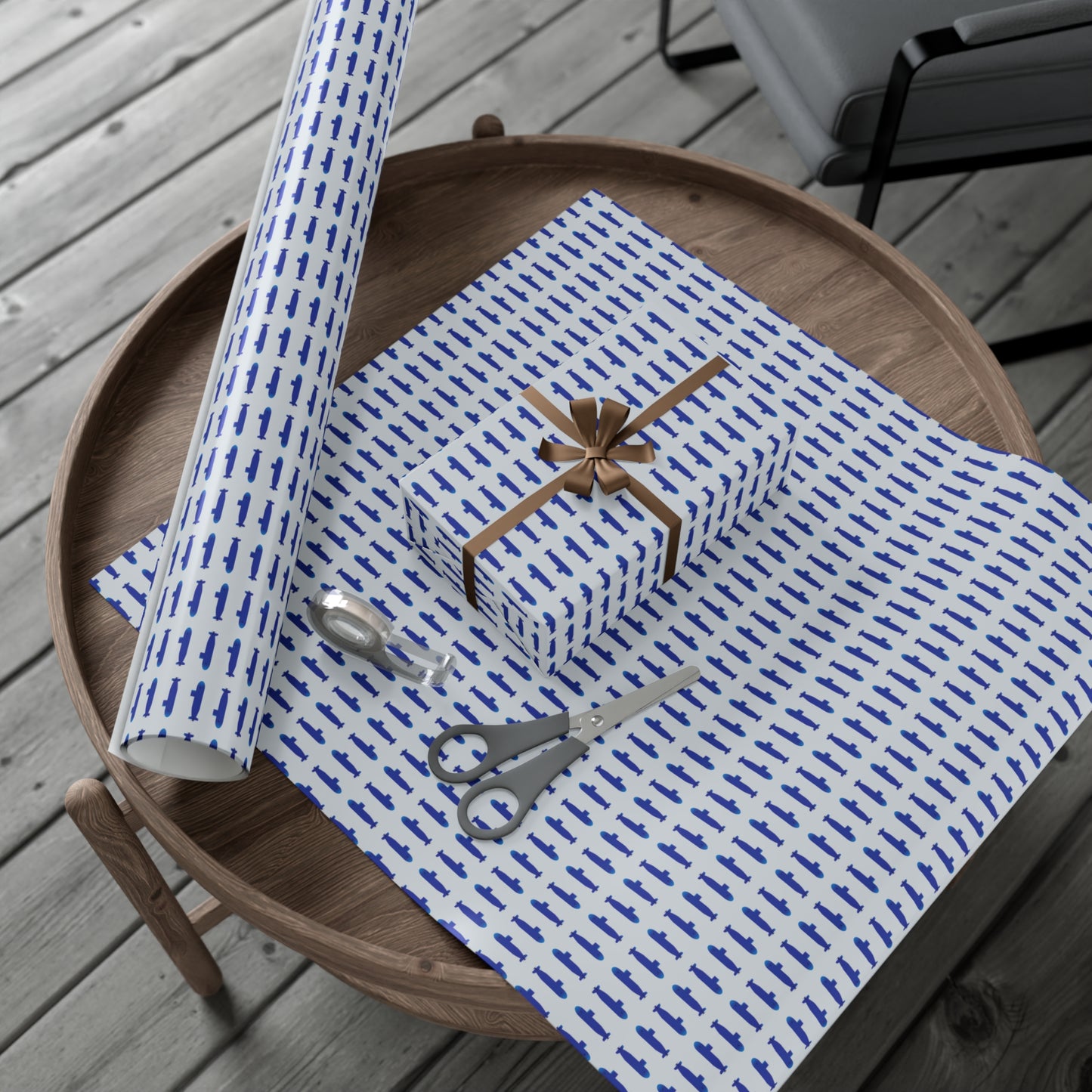 United States Navy Submarine Force Silent Service Blue Mini Submarines Gray Gift Wrap Papers