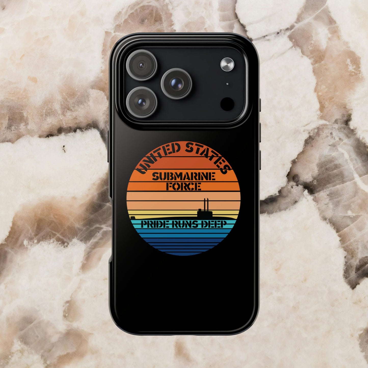 Sunset United States Submarine Force Pride Runs Deep Black Tough iPhone Case