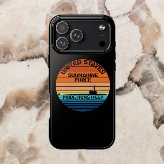 Sunset United States Submarine Force Pride Runs Deep Black Tough iPhone Case
