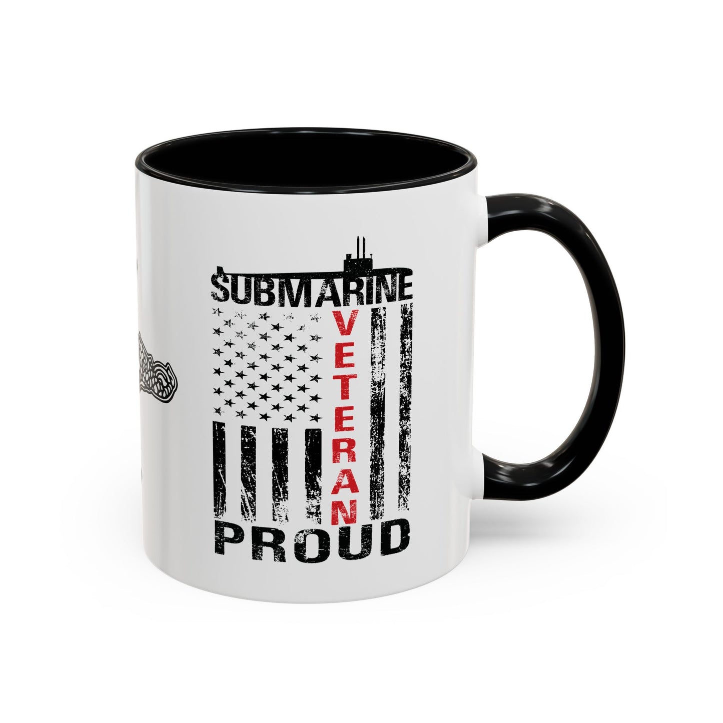 United States Navy Submarine Force Veteran Proud Silent Service USA Distressed Flag Accent Coffee Mugs