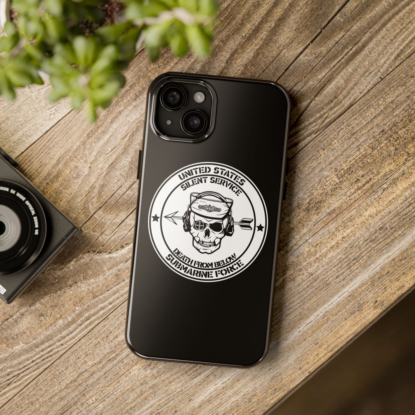 U.S. Submarine Force Silent Service Death From Below Sailor Skull Tough Black iPhone Case