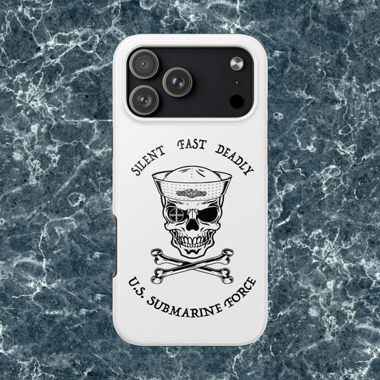 U.S. Submarine Force Skull & Crossbones Sailor with Dolphins White Tough iPhone Case