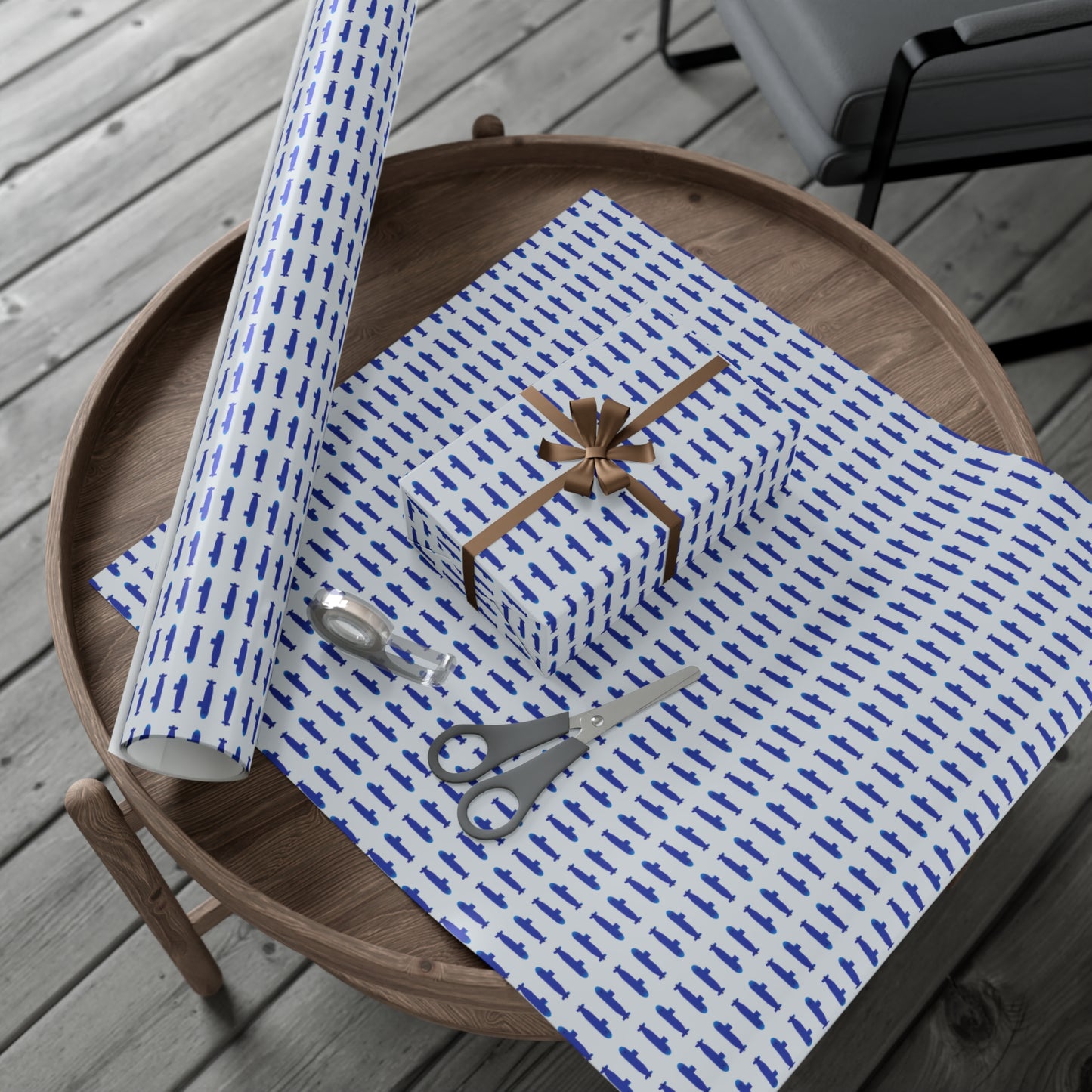 United States Navy Submarine Force Silent Service Blue Mini Submarines Gray Gift Wrap Papers