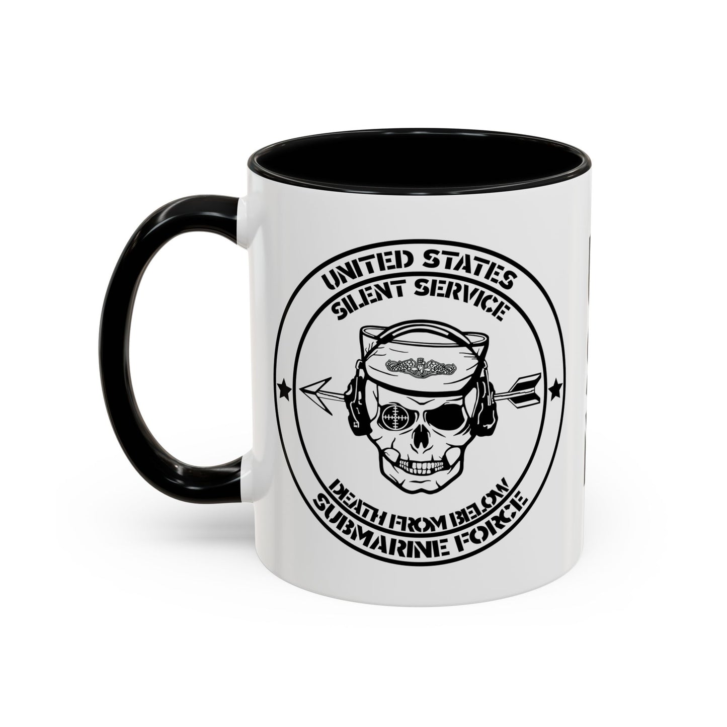 US Navy Submarine Force Silent Service Death From Below Sailor Skull Accent Coffee Mug