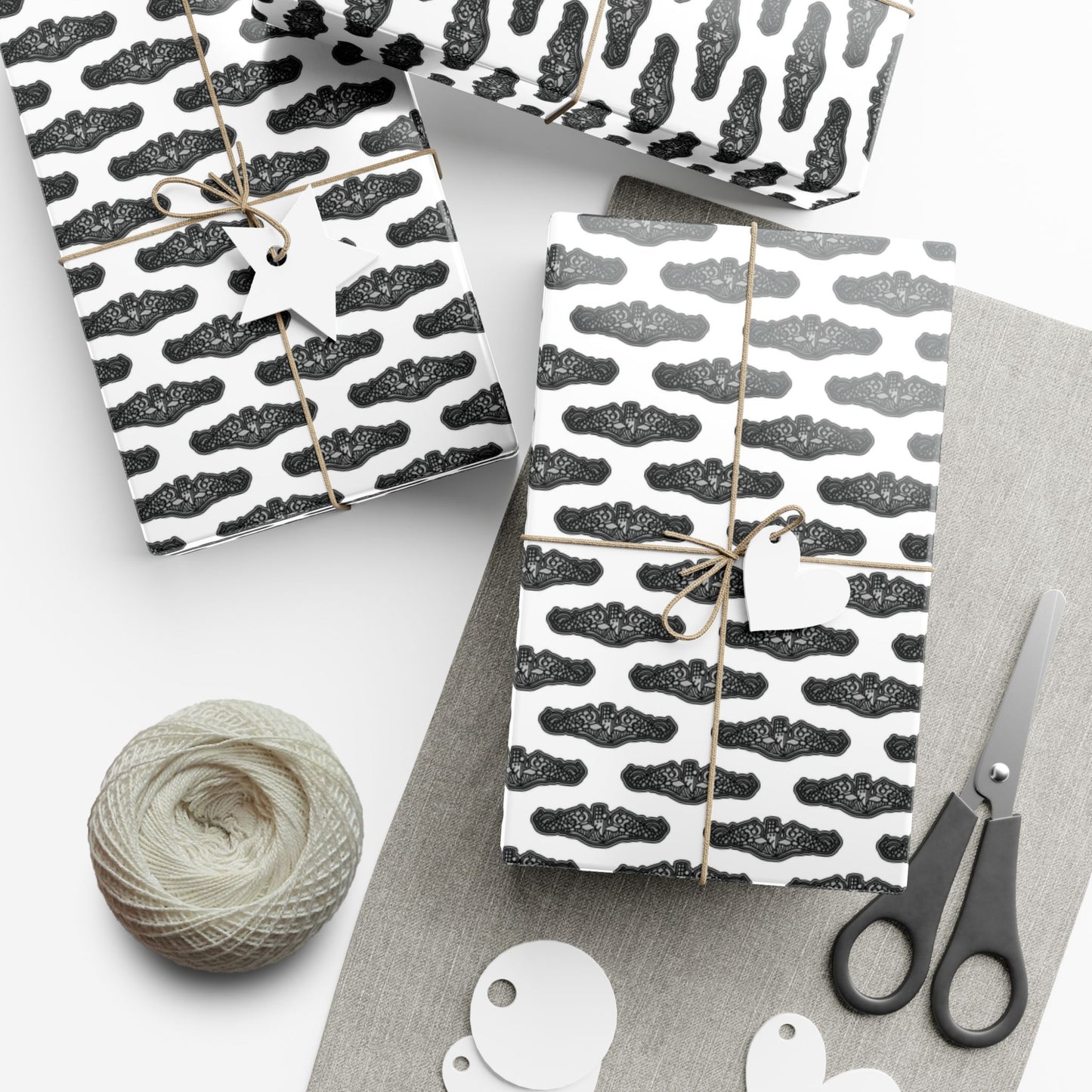 United States Navy Submarine Force Silent Service Silver Enlisted Dolphins White Gift Wrap Papers