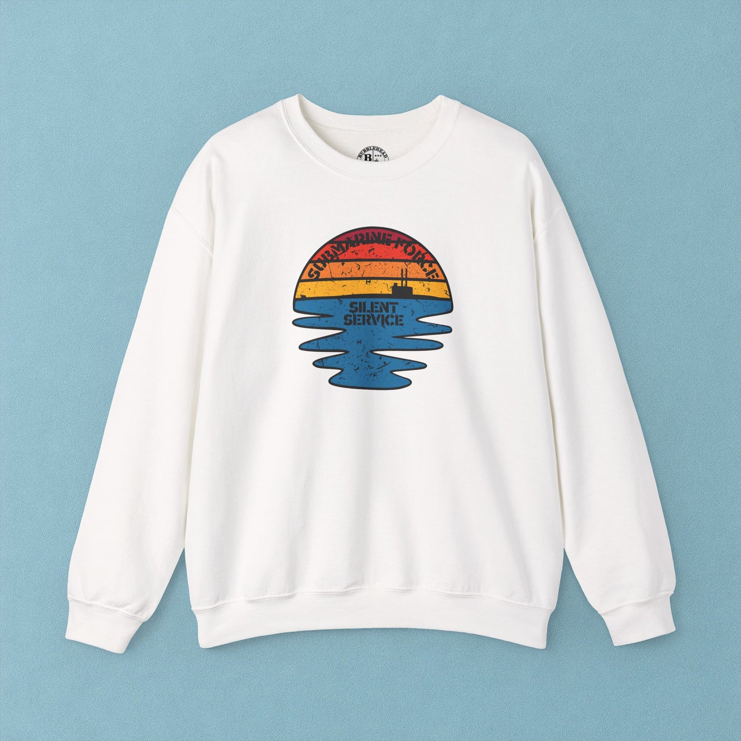 Sunset United States Navy Submarine Force Silent Service Distressed Vintage Mk2 Unisex Heavy Blend™ Crewneck Sweatshirt