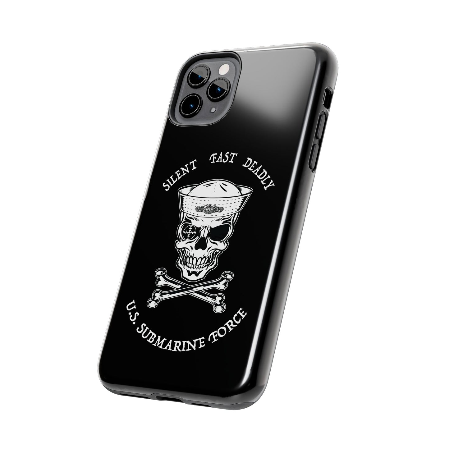 U.S. Submarine Force Skull & Crossbones Sailor with Dolphins Black Tough iPhone Case