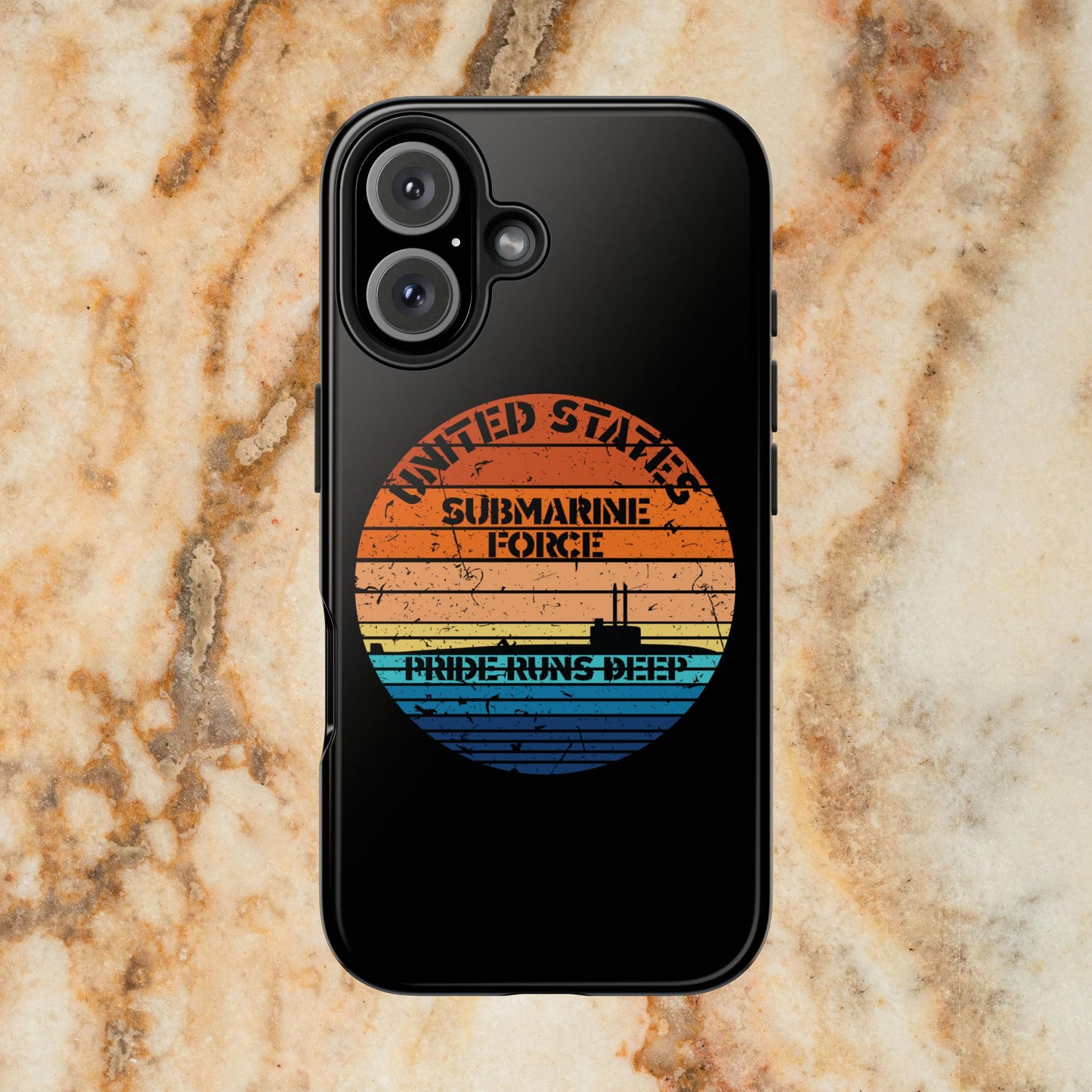 Sunset United States Submarine Force Pride Runs Deep Distressed Tough iPhone Case