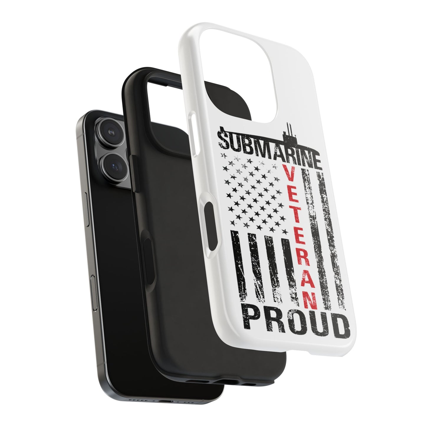 Submarine Veteran Proud Distressed White Flag White Tough iPhone Case