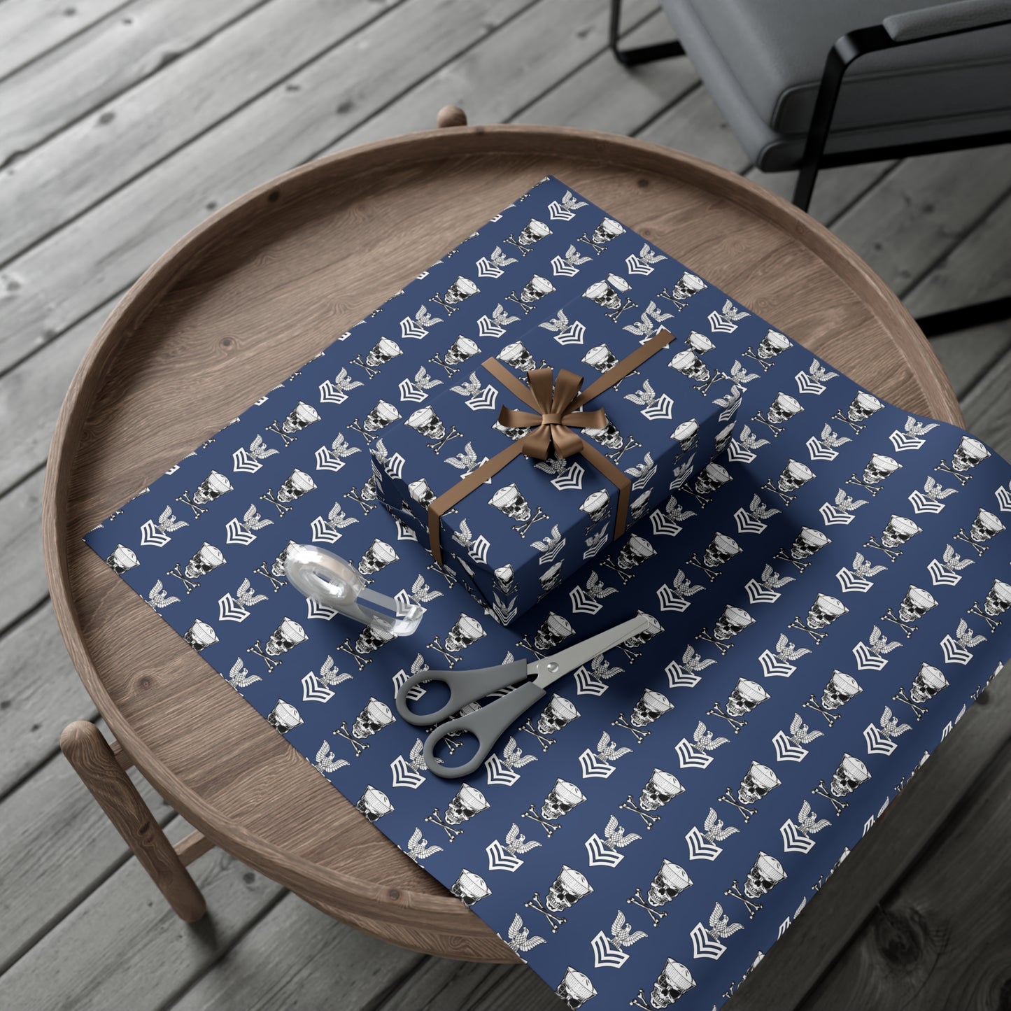United States Navy FCPO Skull Crossbones First Class Sailor with Dixie Cup Blue Gift Wrap Papers