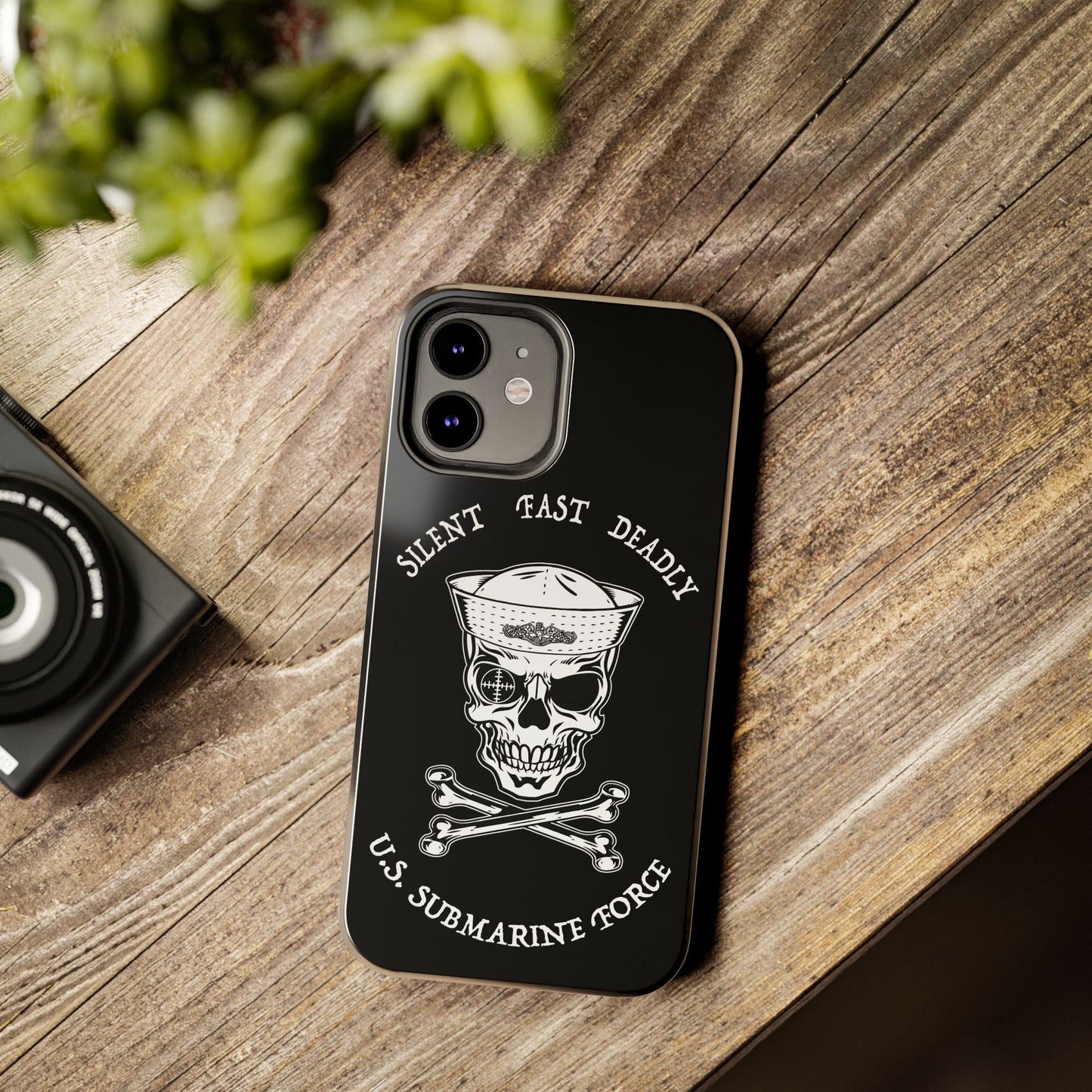 U.S. Submarine Force Skull & Crossbones Sailor with Dolphins Black Tough iPhone Case