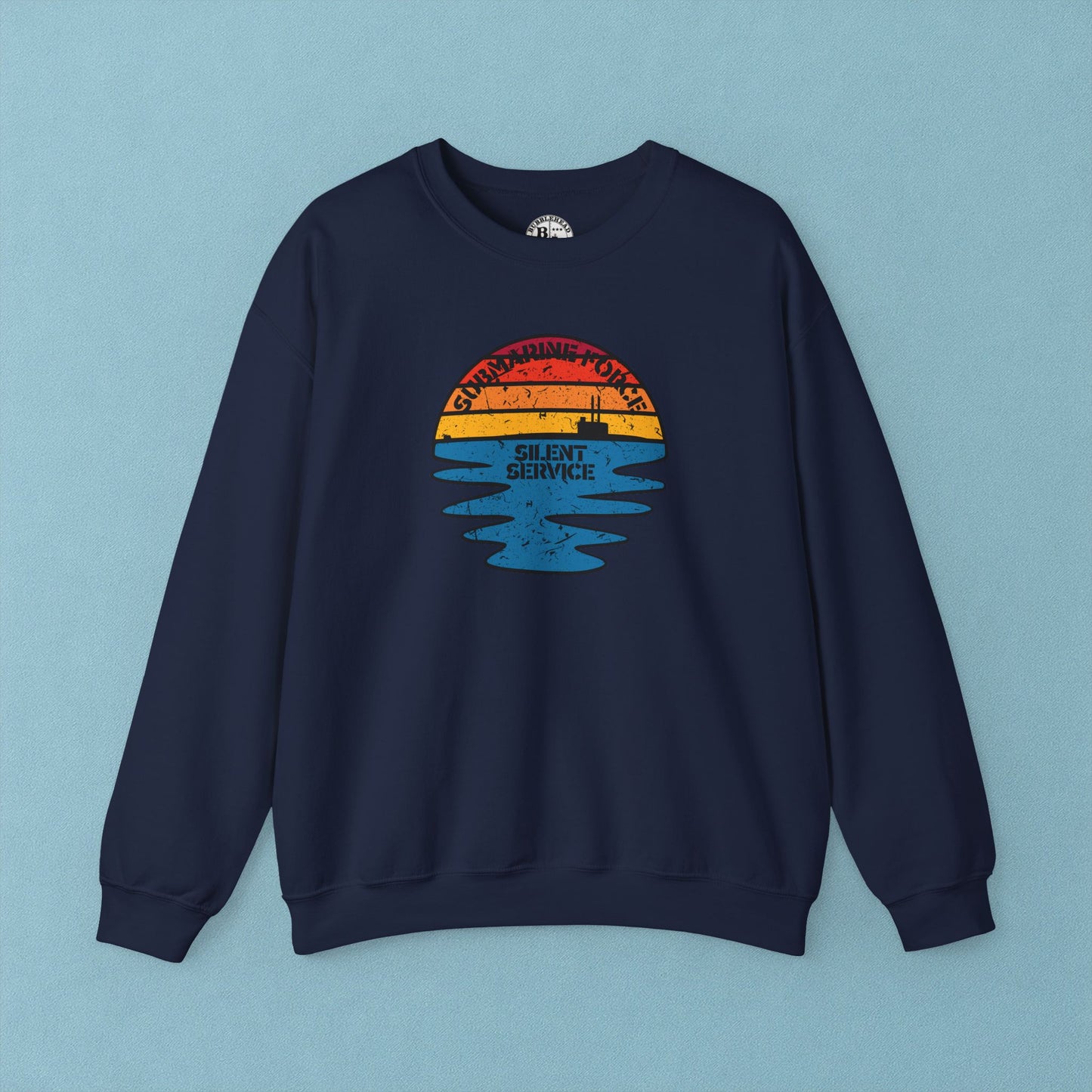 Sunset United States Navy Submarine Force Silent Service Distressed Vintage Mk2 Unisex Heavy Blend™ Crewneck Sweatshirt