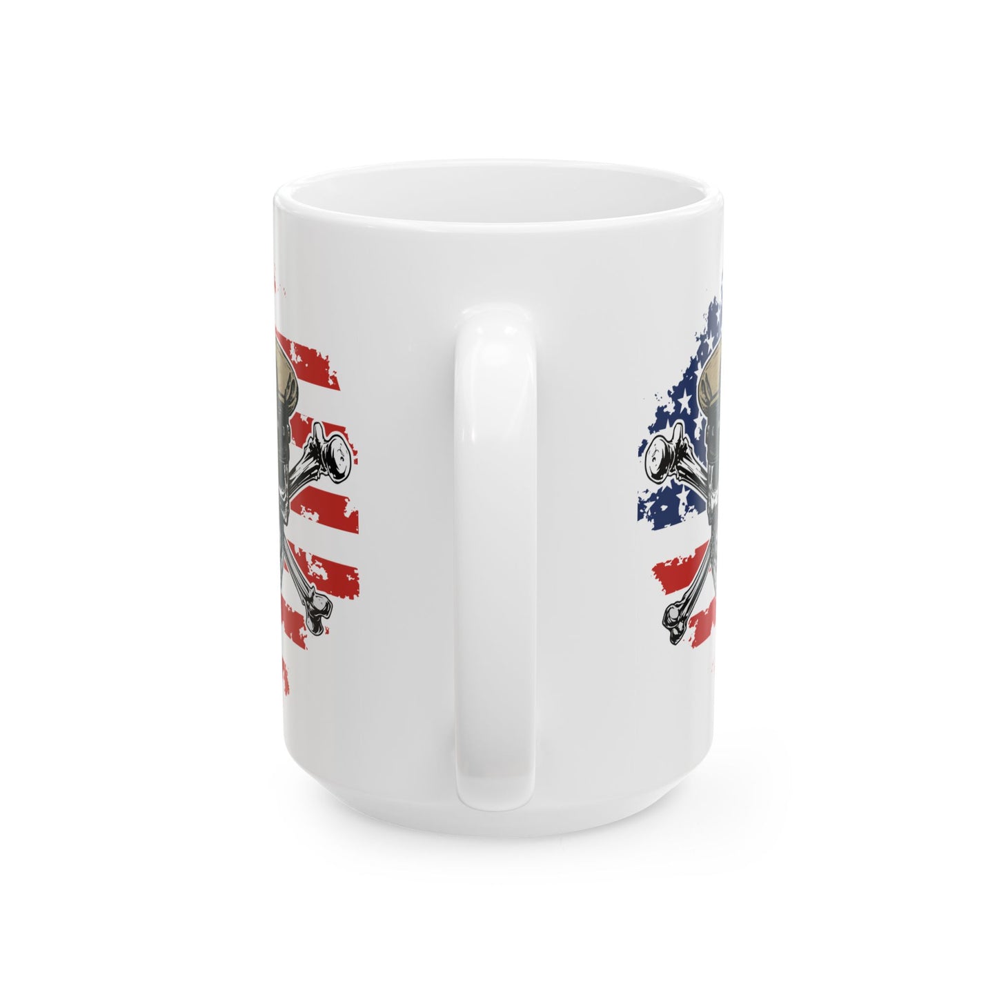 United States Navy Chief Skull & Crossbones CPO Anchor with American Flag White Glossy Mugs