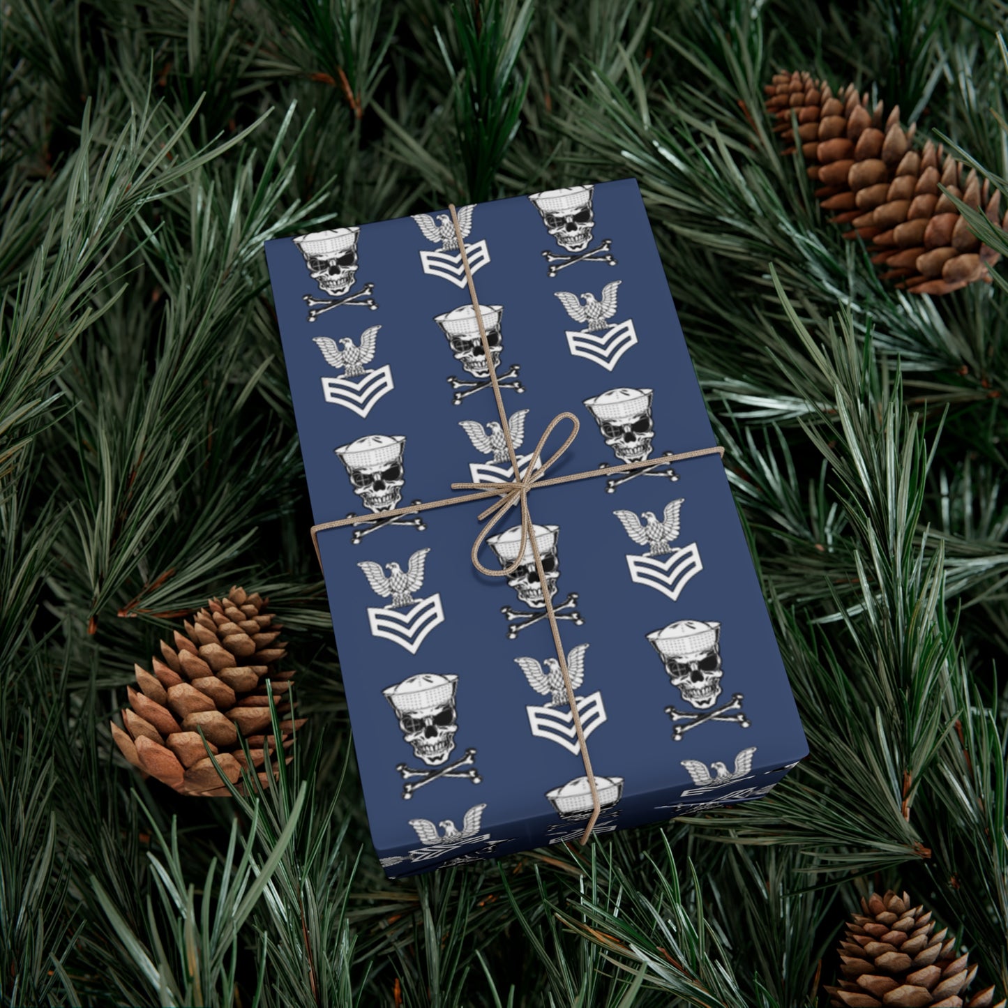 United States Navy FCPO Skull Crossbones First Class Sailor with Dixie Cup Blue Gift Wrap Papers