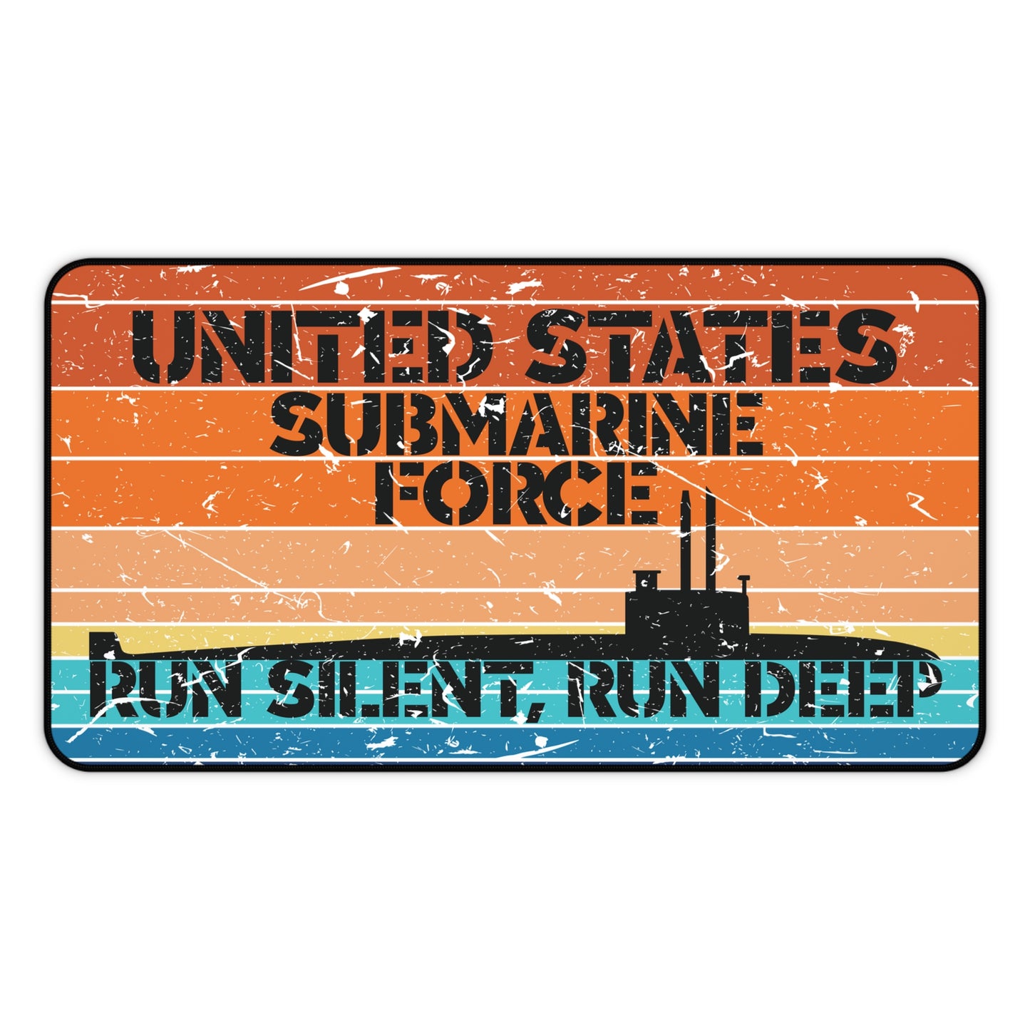 Sunset United States Submarine Force Run Silent Run Deep Distressed Retro Vintage Desk Mat