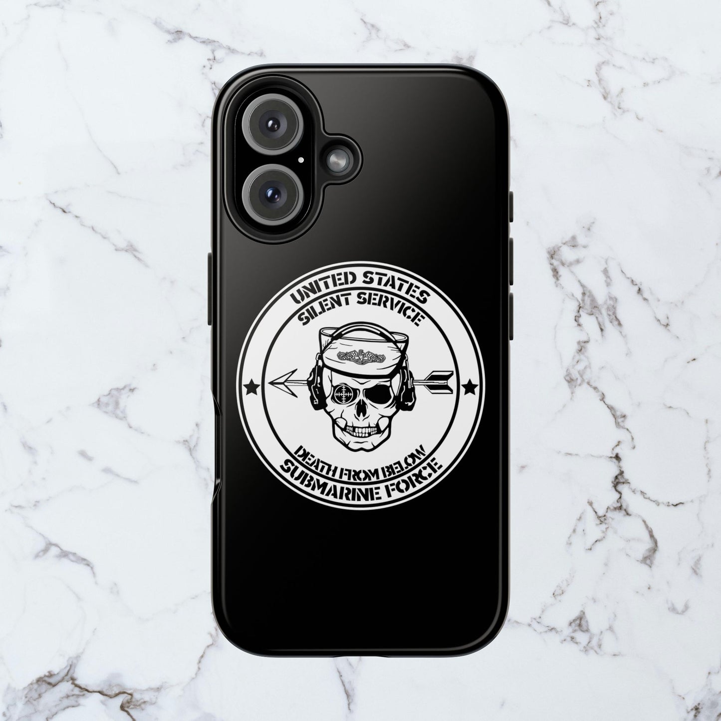 U.S. Submarine Force Silent Service Death From Below Sailor Skull Tough Black iPhone Case