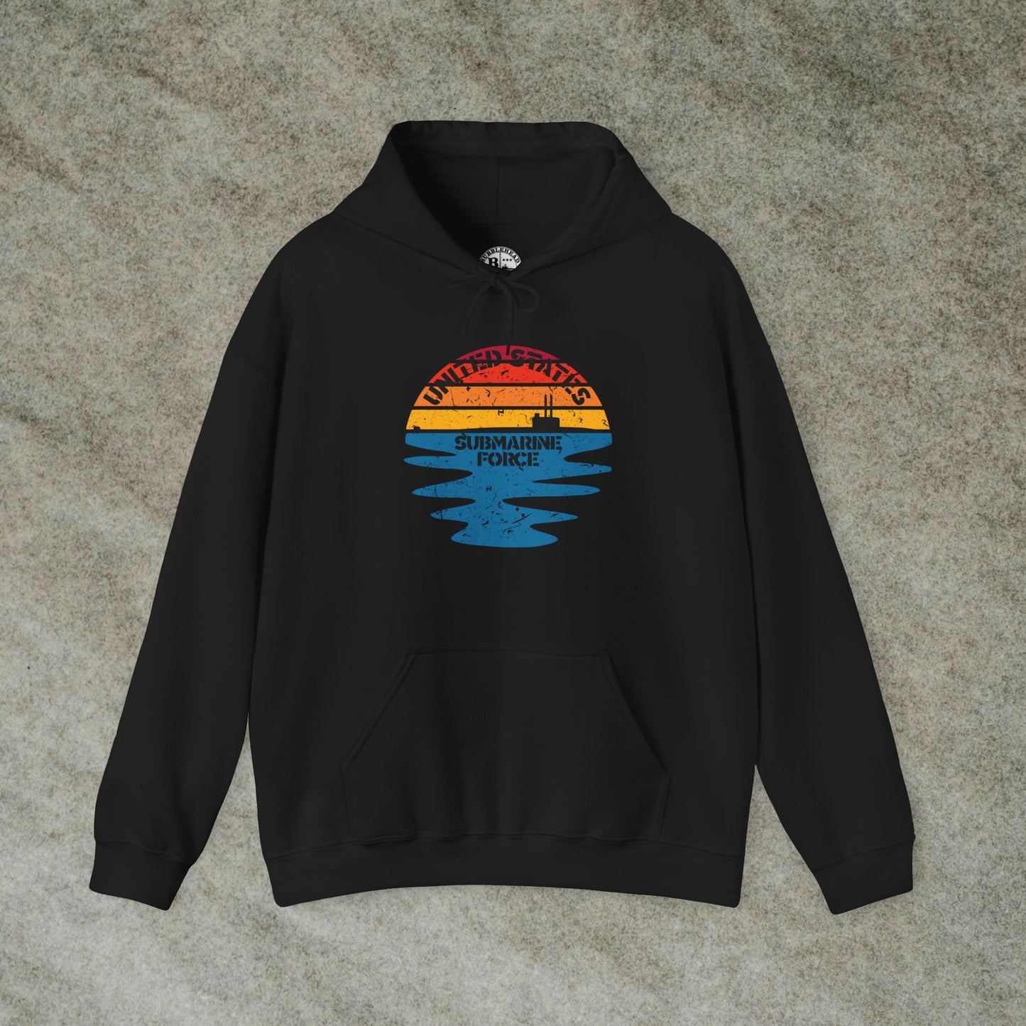 Sunset United States Submarine Force Distressed Half Vintage Unisex Heavy Blend™ Hooded Sweatshirt