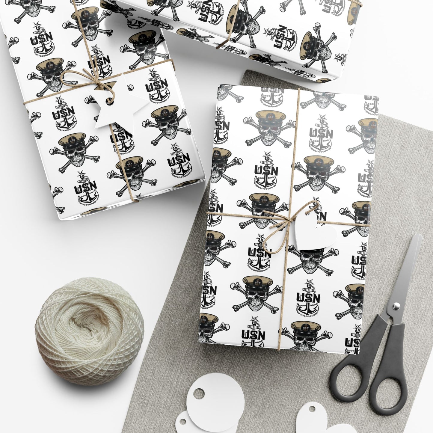 United States Navy Senior Chief Skull & Crossbones with SCPO Anchors White Gift Wrap Papers