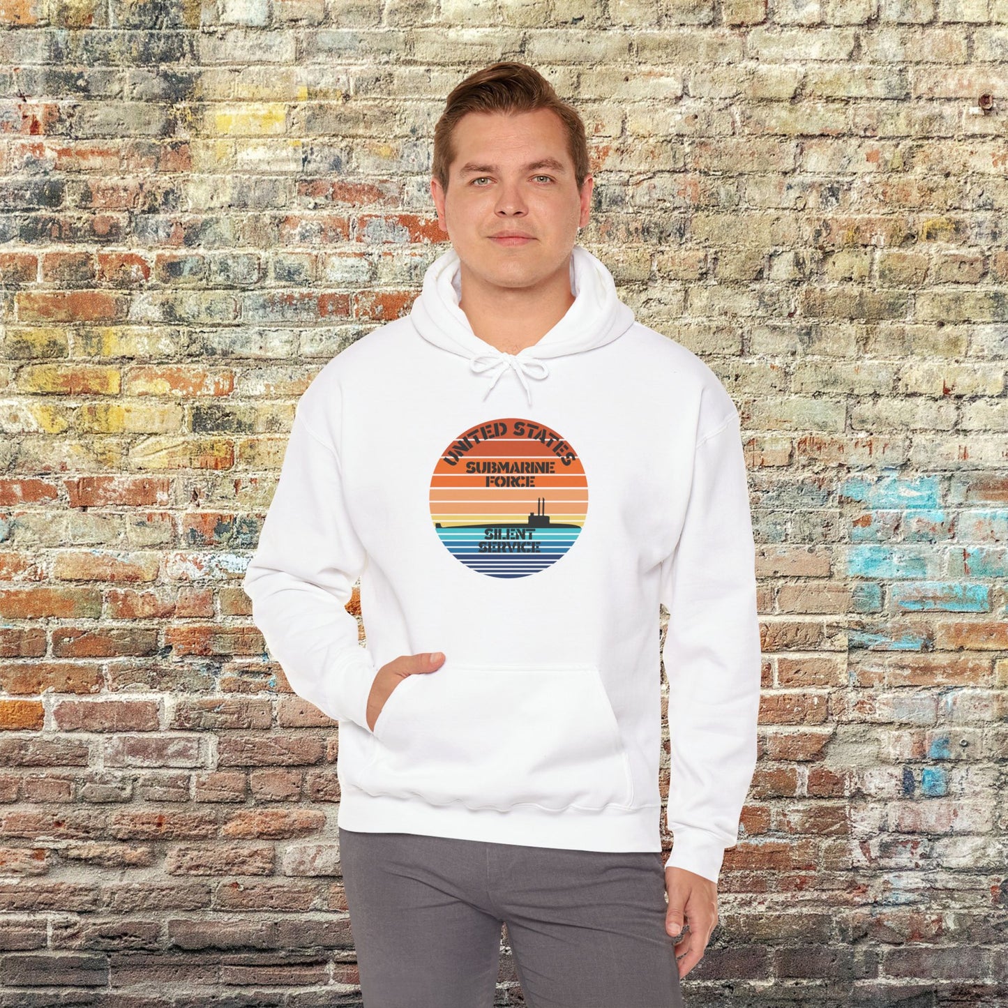 Sunset United States Submarine Force Silent Service Vintage Unisex Heavy Blend™ Hooded Sweatshirt