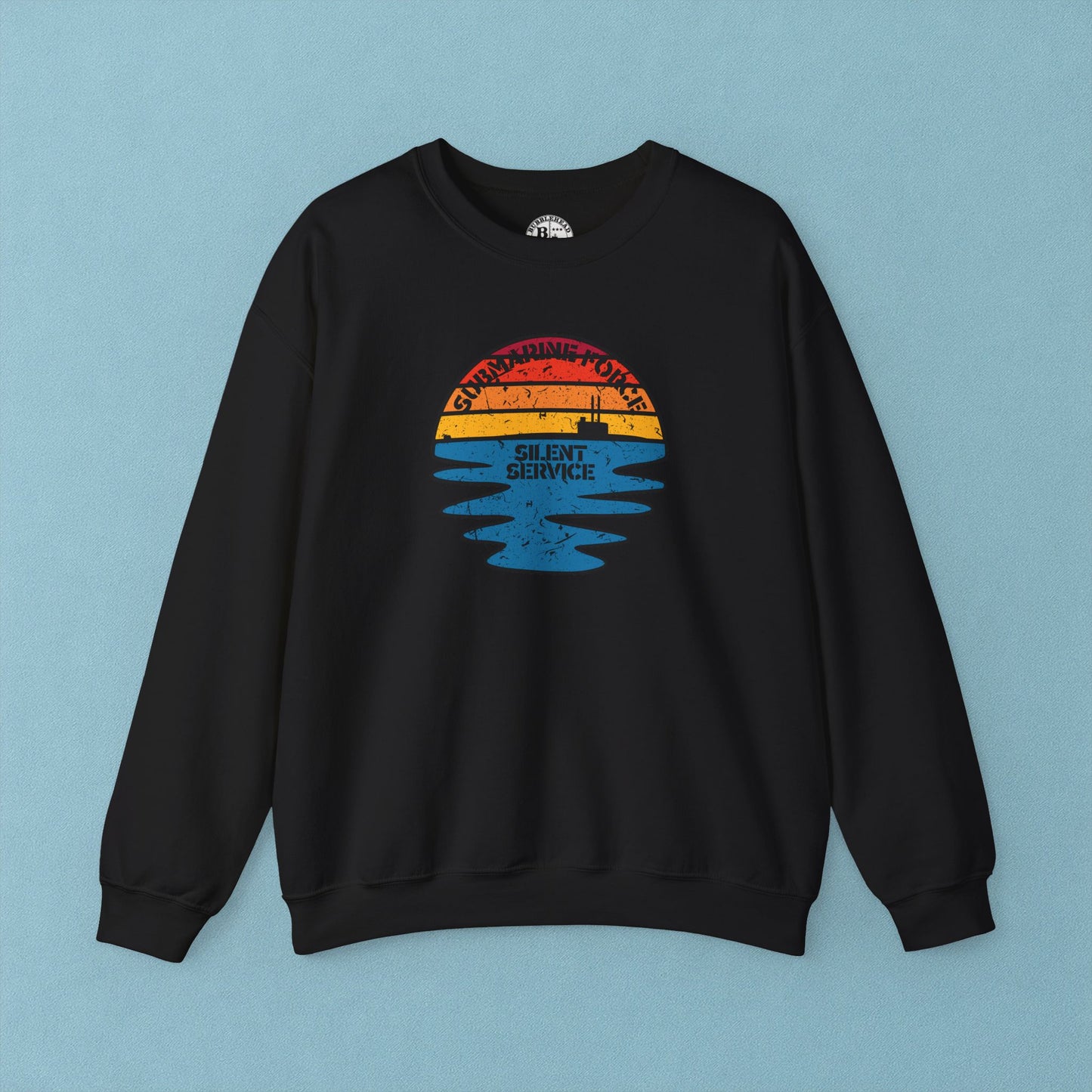 Sunset United States Navy Submarine Force Silent Service Distressed Vintage Mk2 Unisex Heavy Blend™ Crewneck Sweatshirt