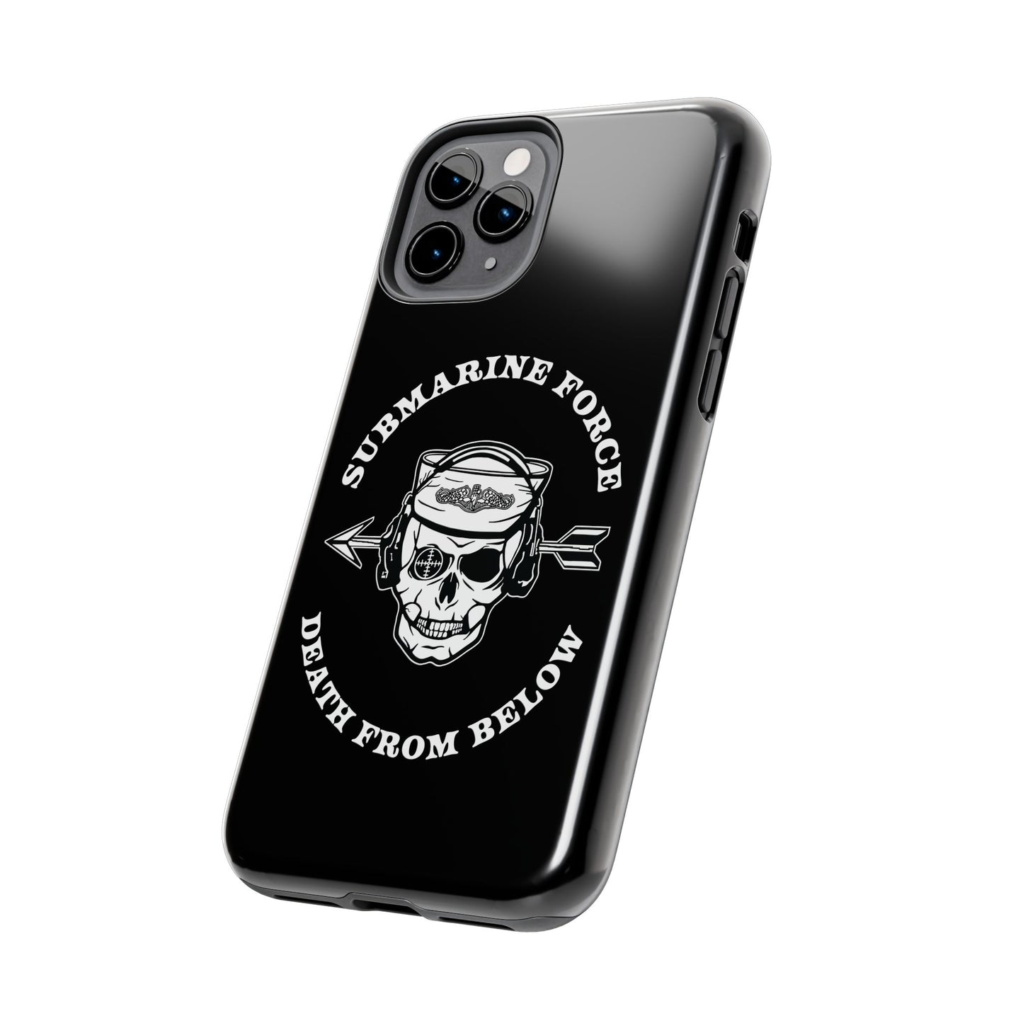 United States Submarine Force Silent Service Death From Below Submarine Sailor Skull Tough Black iPhone Case