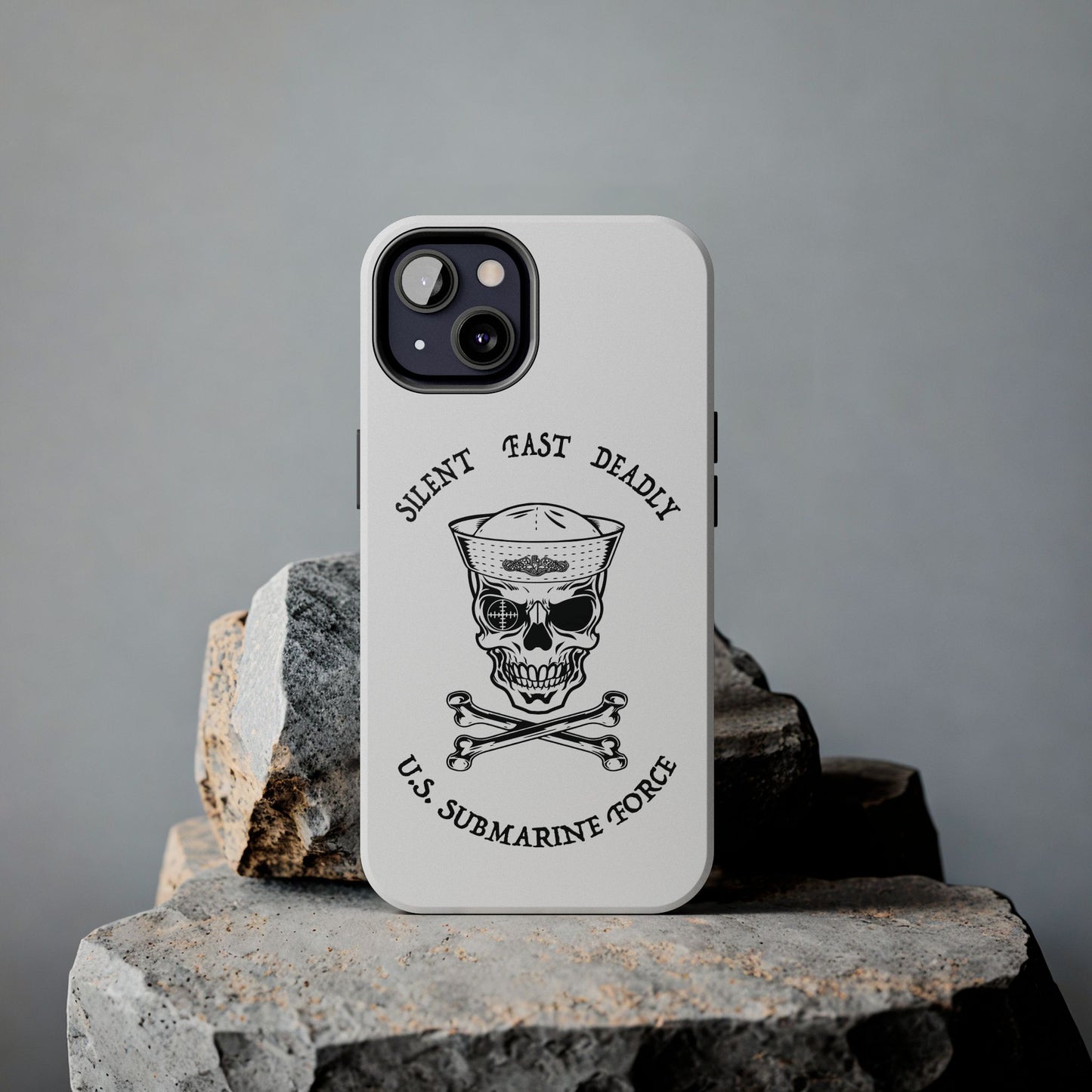 U.S. Submarine Force Skull & Crossbones Sailor with Dolphins White Tough iPhone Case